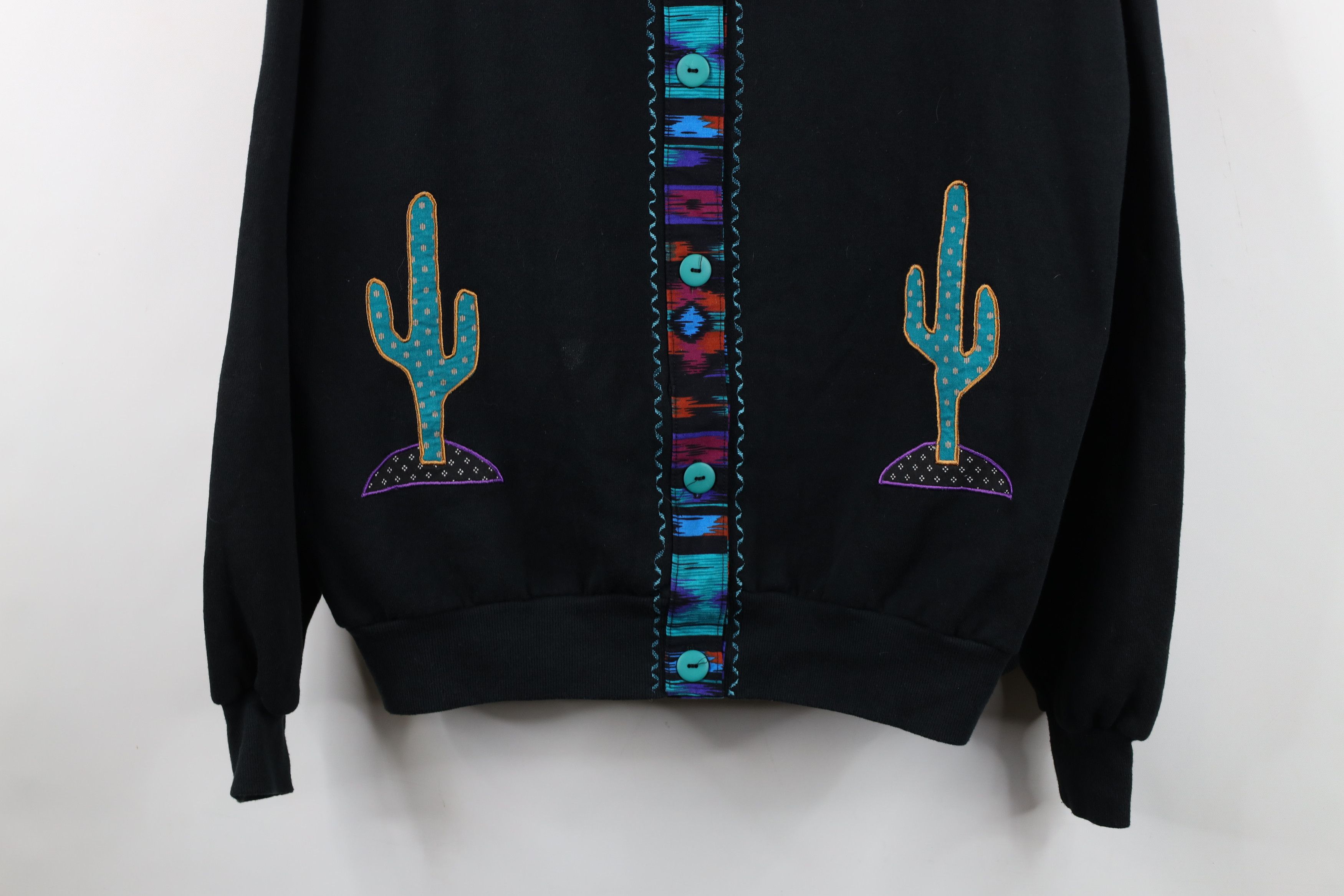 Vintage Vintage 90s Southwestern Cactus Cardigan Sweatshirt USA Size XXL / US 16-18 / IT 52-54 - 3 Thumbnail