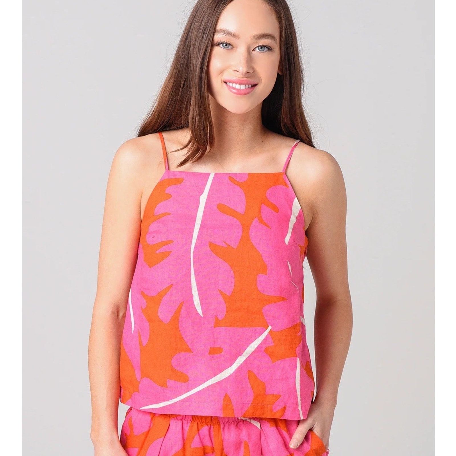 Trovata $198 Trovata Birds of Paradis Linen Square Neck Tank (S) Size S / US 4 / IT 40 - 1 Thumbnail