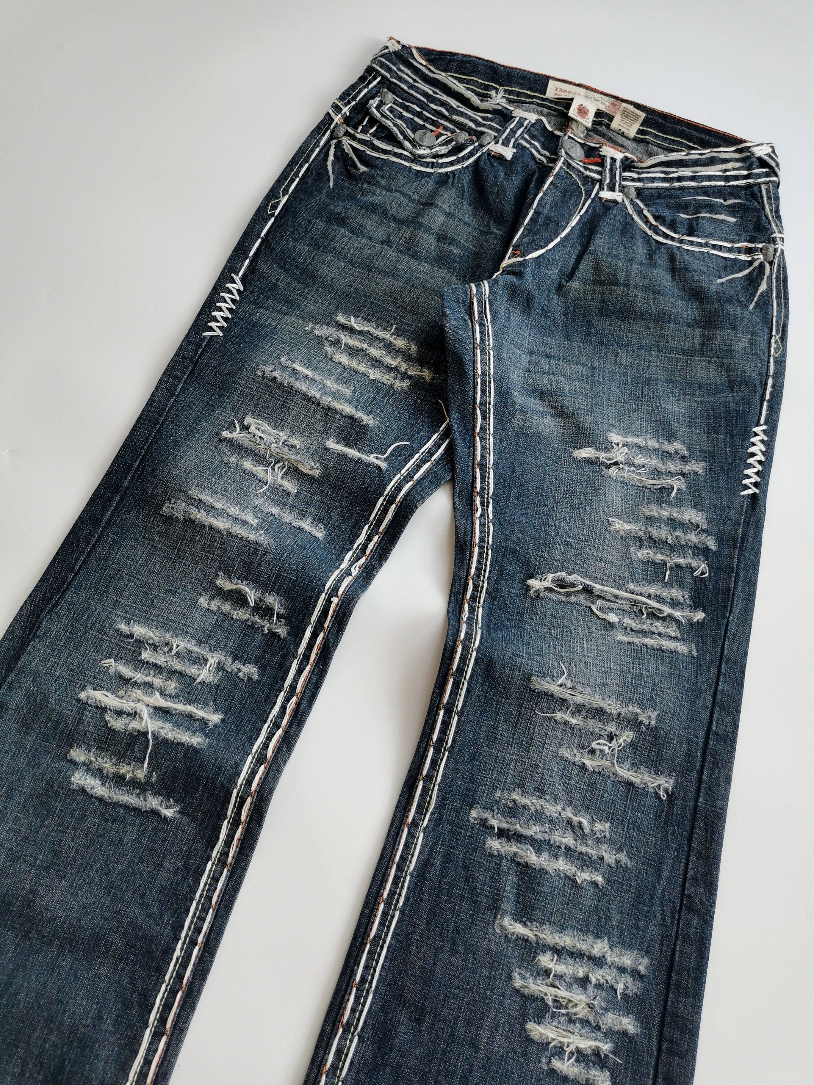 Japanese Brand Flare Denim Cross Embrodery Laguna Beach Size US 33 - 11 Thumbnail