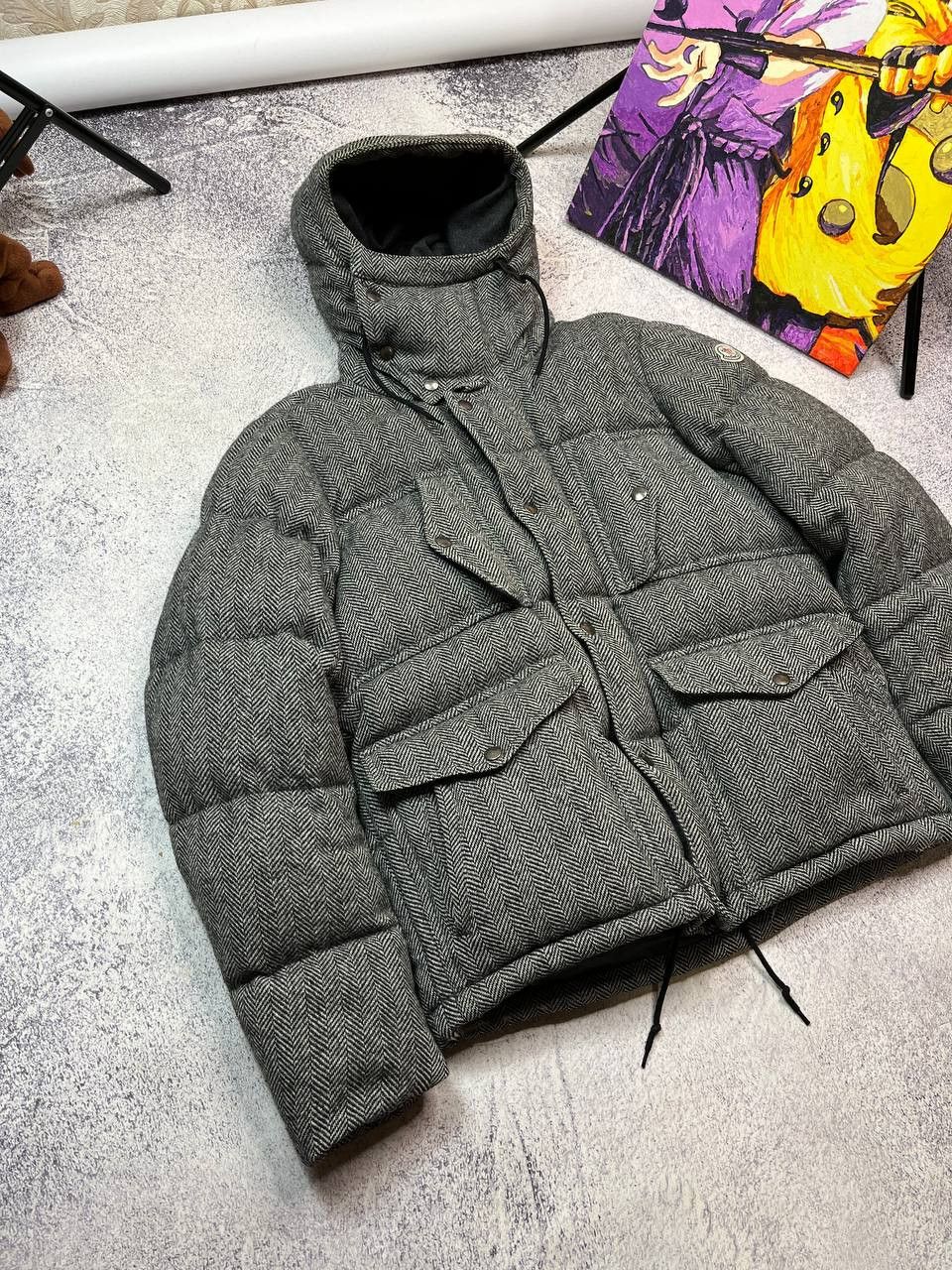 Moncler Moncler Gildas Herringbone Wool Down Puffer Jacket Size US L / EU 52-54 / 3 - 6 Thumbnail