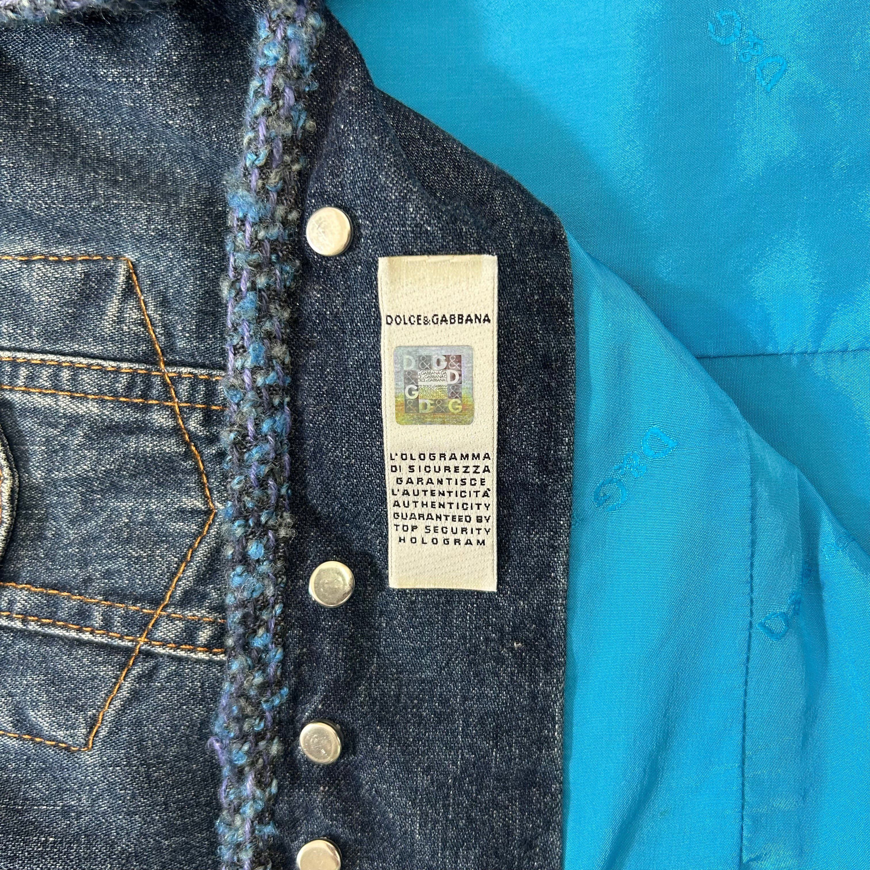 Dolce & Gabbana Dolce & Gabbana Blue Tweed Denim Jacket Size US M / EU 48-50 / 2 - 7 Thumbnail