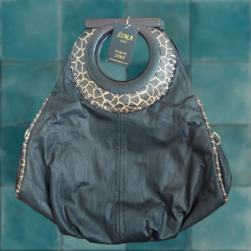 Vintage Sima Women's Shoulder Bag Black Leopard Print NWT Small Hobo Handbag NWT Size ONE SIZE - 1 Thumbnail