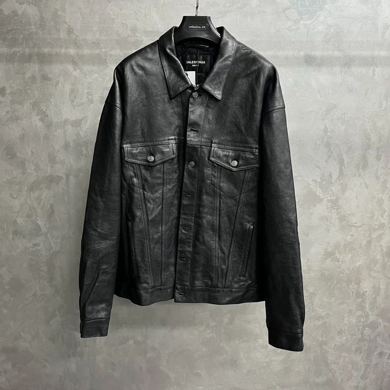 Balenciaga Black Leather Long Sleeve Jacket-2506 Size US S / EU 44-46 / 1 - 1 Thumbnail