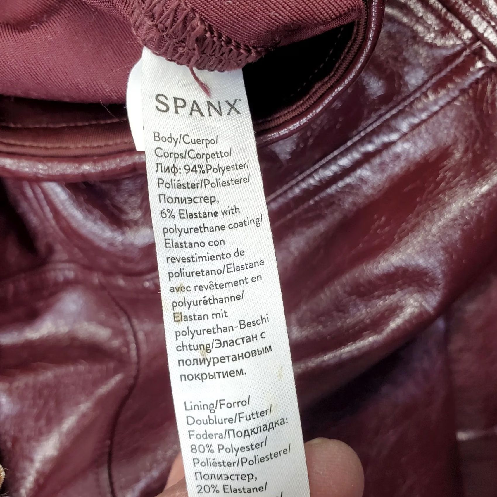 Spanx Spanx by Sara Blakely Faux Patent Leather Leggings Womens S Burgundy High Waist Size 28" / US 6 / IT 42 - 8 Thumbnail
