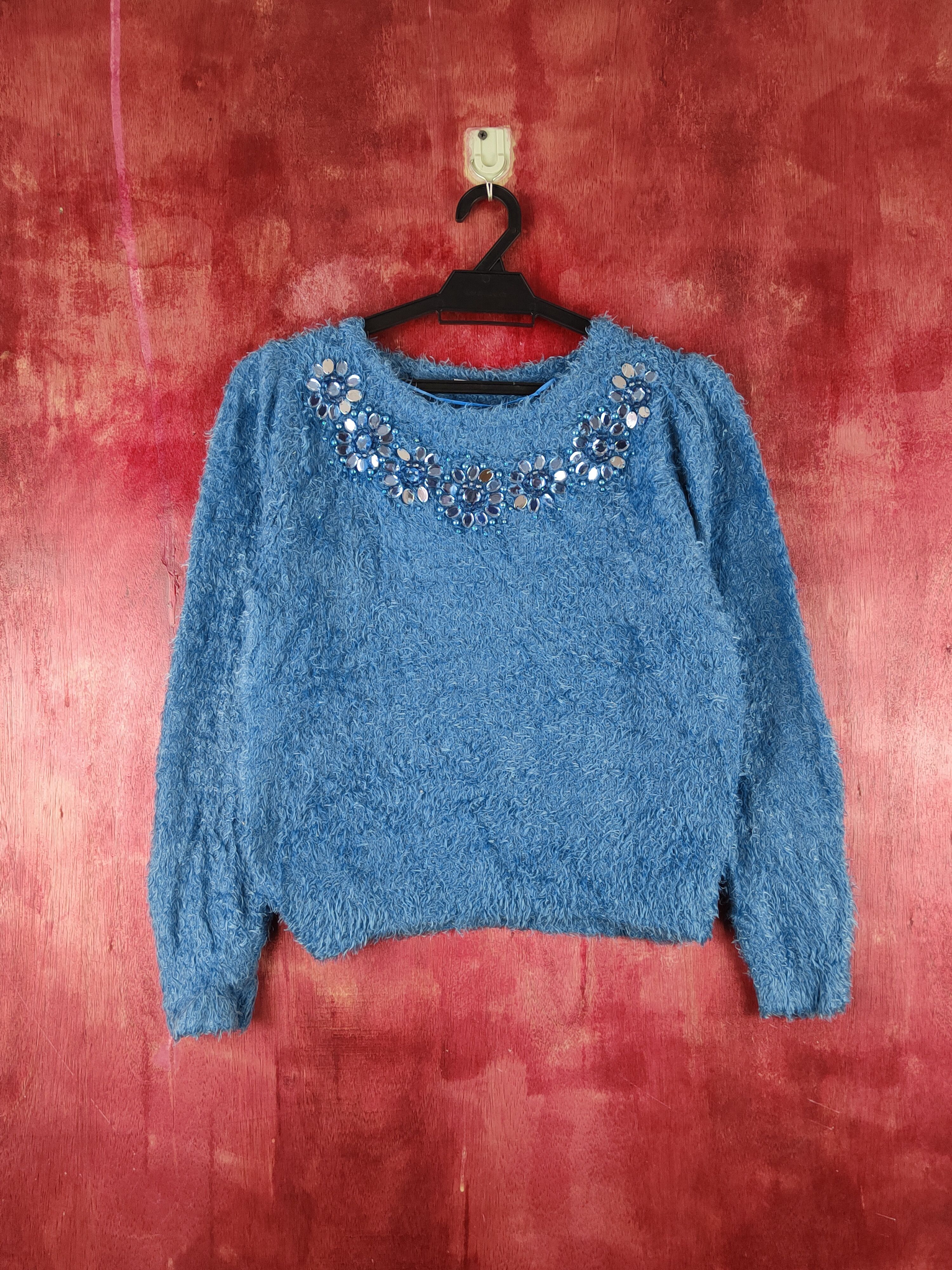 GU GU Blue Shag Shaggy Fur Mohair Knitwear #S1931 Size XS / US 0-2 / IT 36-38 - 1 Thumbnail