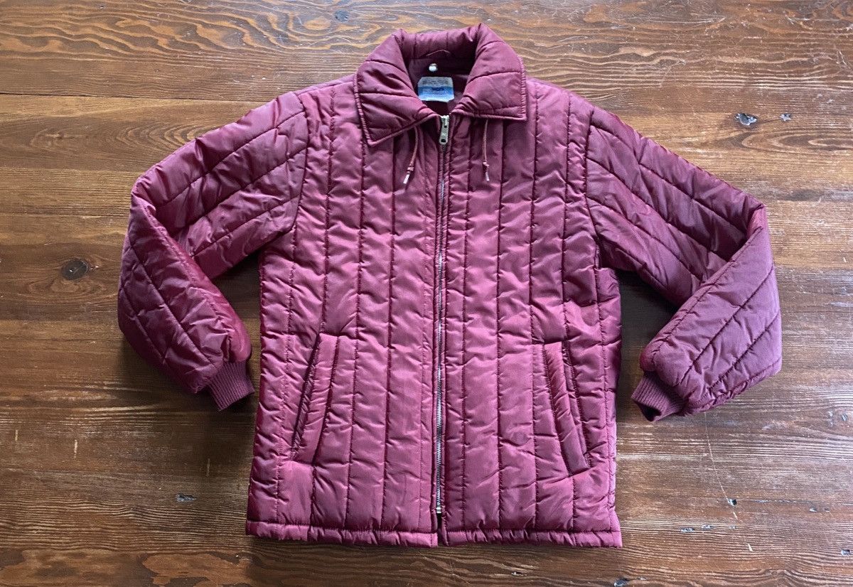 Sears × Vintage Vintage 70’s Sears Vertical Puffer Burgundy Full Zip Jacket Size US S / EU 44-46 / 1 - 2 Thumbnail