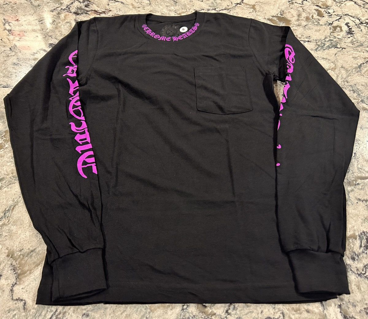 image of Chrome Hearts Neck Logo Long Sleeve Purple New Small in Black, Men's