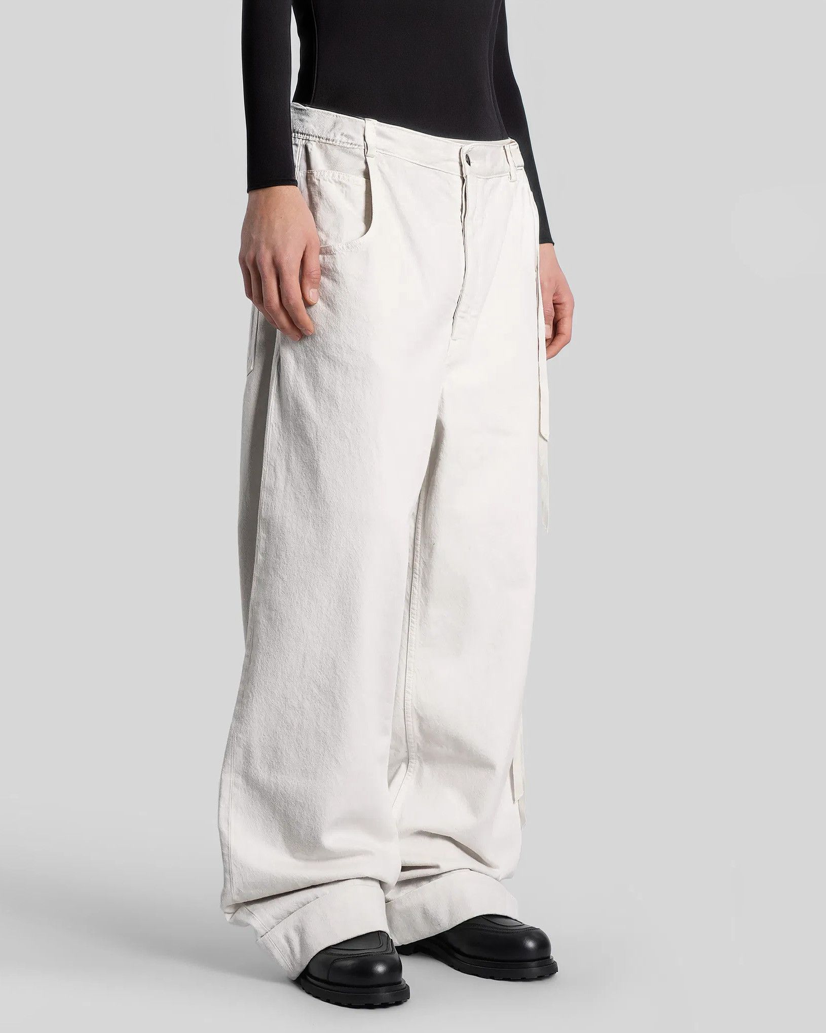 Ann Demeulemeester High Comfort Strap Trousers Denim Ivory Size US 34 / EU 50 - 3 Thumbnail