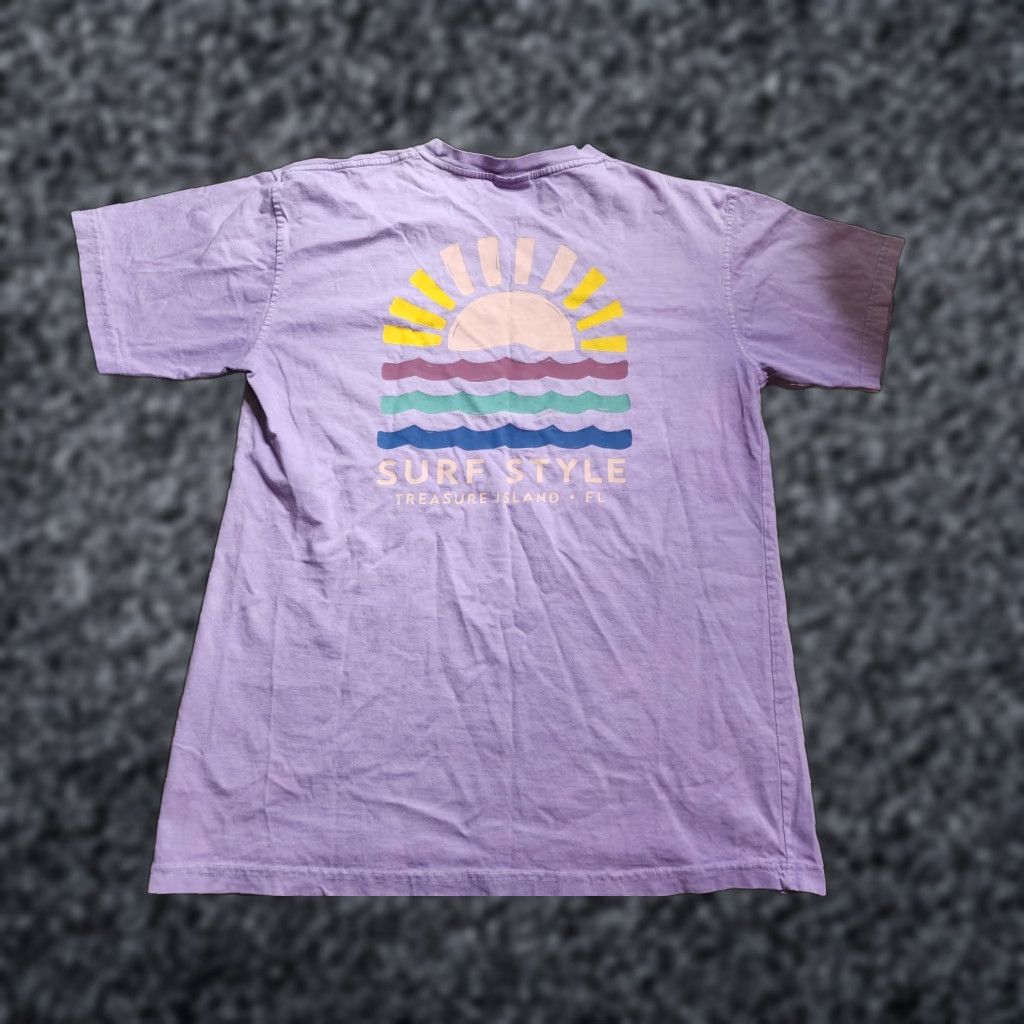 Vintage Surf Style Men's L Purple Graphic Print T-Shirt Short Sleeve Fisherman Outdoor Sports Size US L / EU 52-54 / 3 - 1 Thumbnail