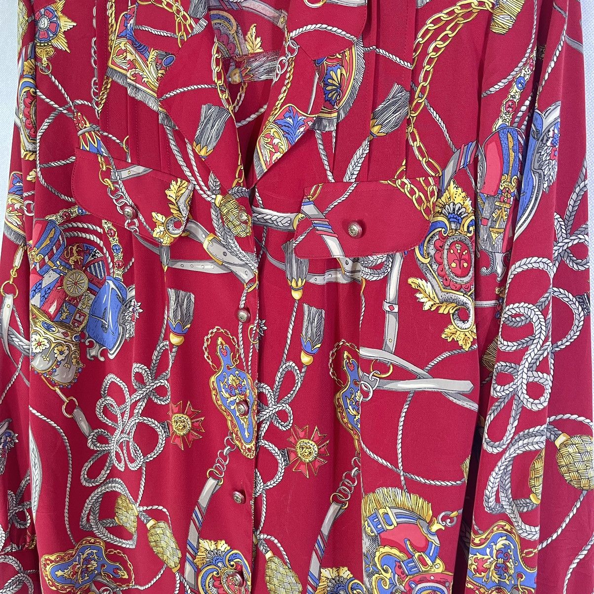 Designer × Japanese Brand × Vintage Vintage Japanese Baroque Novelty Chain Silk Shirt Size L / US 10 / IT 46 - 11 Thumbnail