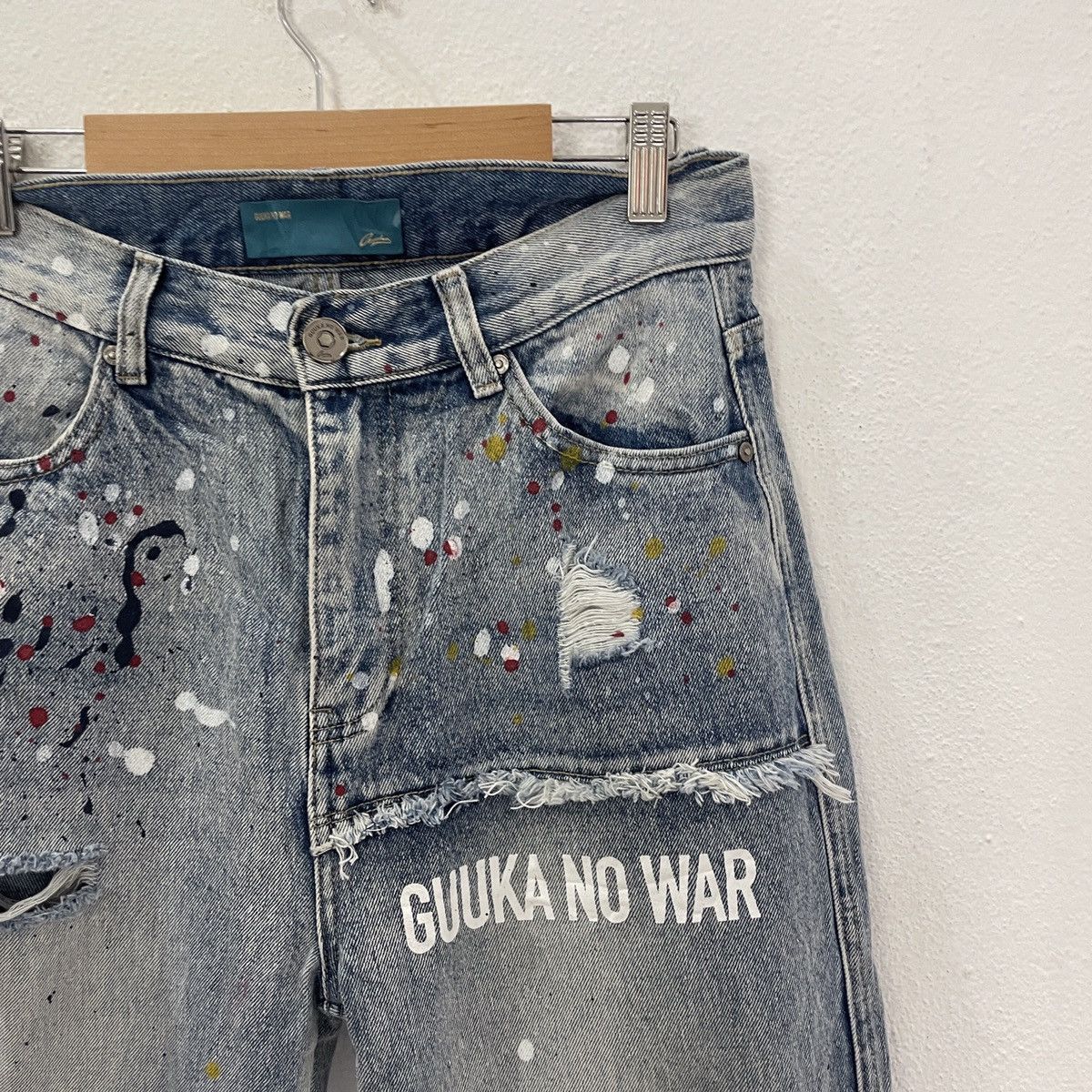Other Vintage Guuka No War Patchwork Distressed Denim Jeans Size US 29 - 2 Thumbnail