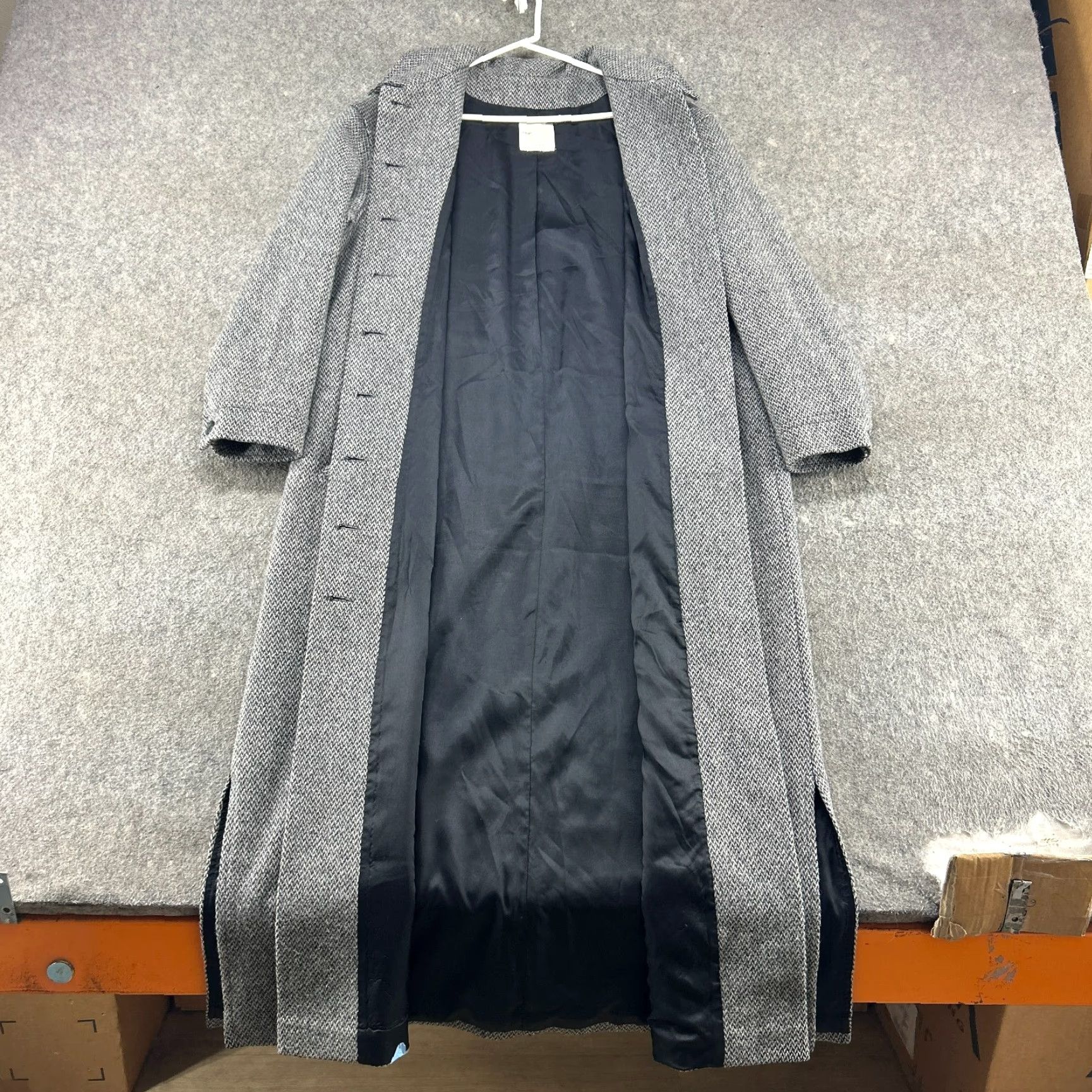 J. Jill VINTAGE J. Jill Trench Coat Womens 14 Grey Long Overcoat Lined Tweed Wool Woolen Jacket Coat 80s Womens Size XL / US 12-14 / IT 48-50 - 3 Thumbnail