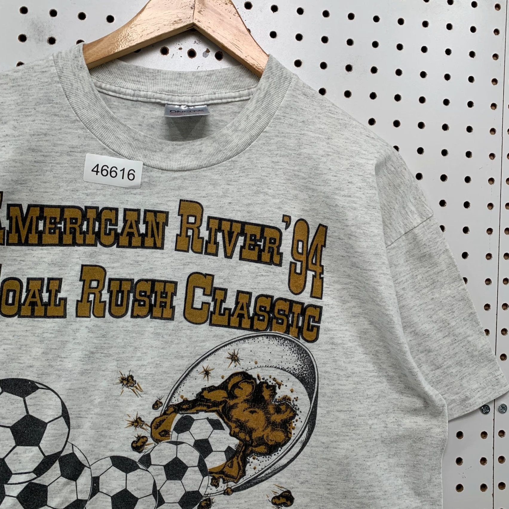Vintage VINTAGE Oneita Gray T-Shirt Mens XL Soccer Goal Shirt 90s USA 90s Single Stitch Cotton Size US XL / EU 56 / 4 - 7 Thumbnail