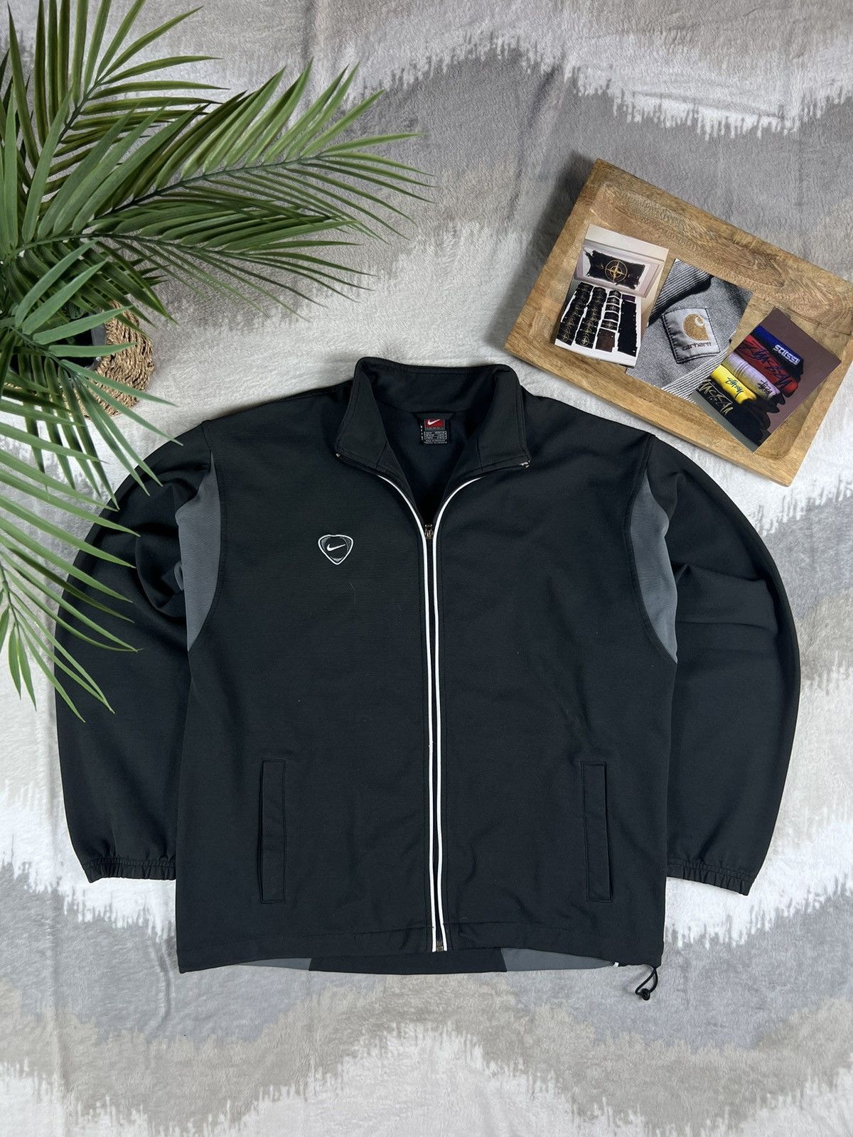 Pre-owned Nike X Vintage 90's Nike Swoosh Drill Retro Track Jacket In Black
