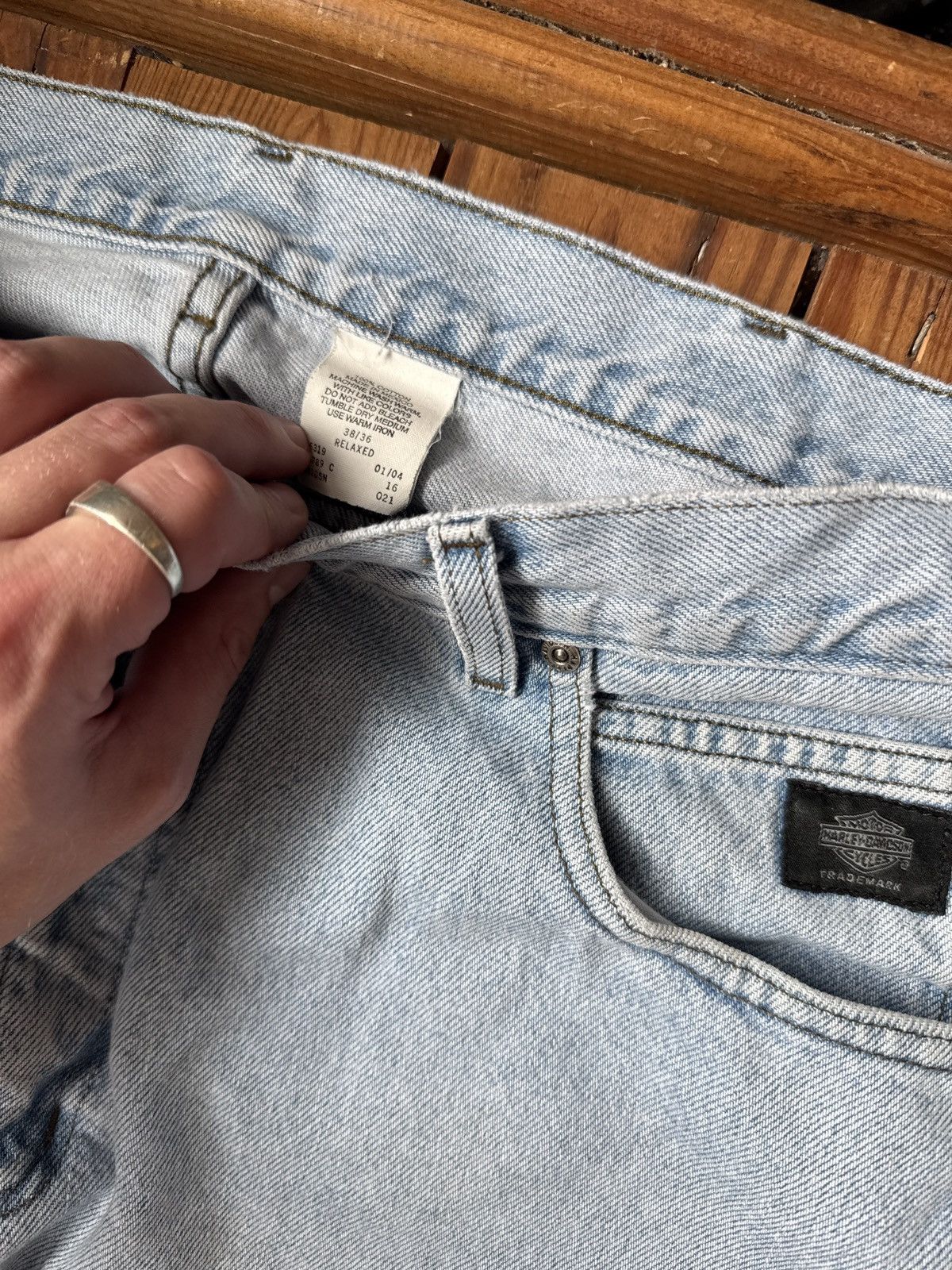 Harley Davidson Vintage 90s Harley Davidson Blue Denim Jeans Size US 38 / EU 54 - 3 Thumbnail
