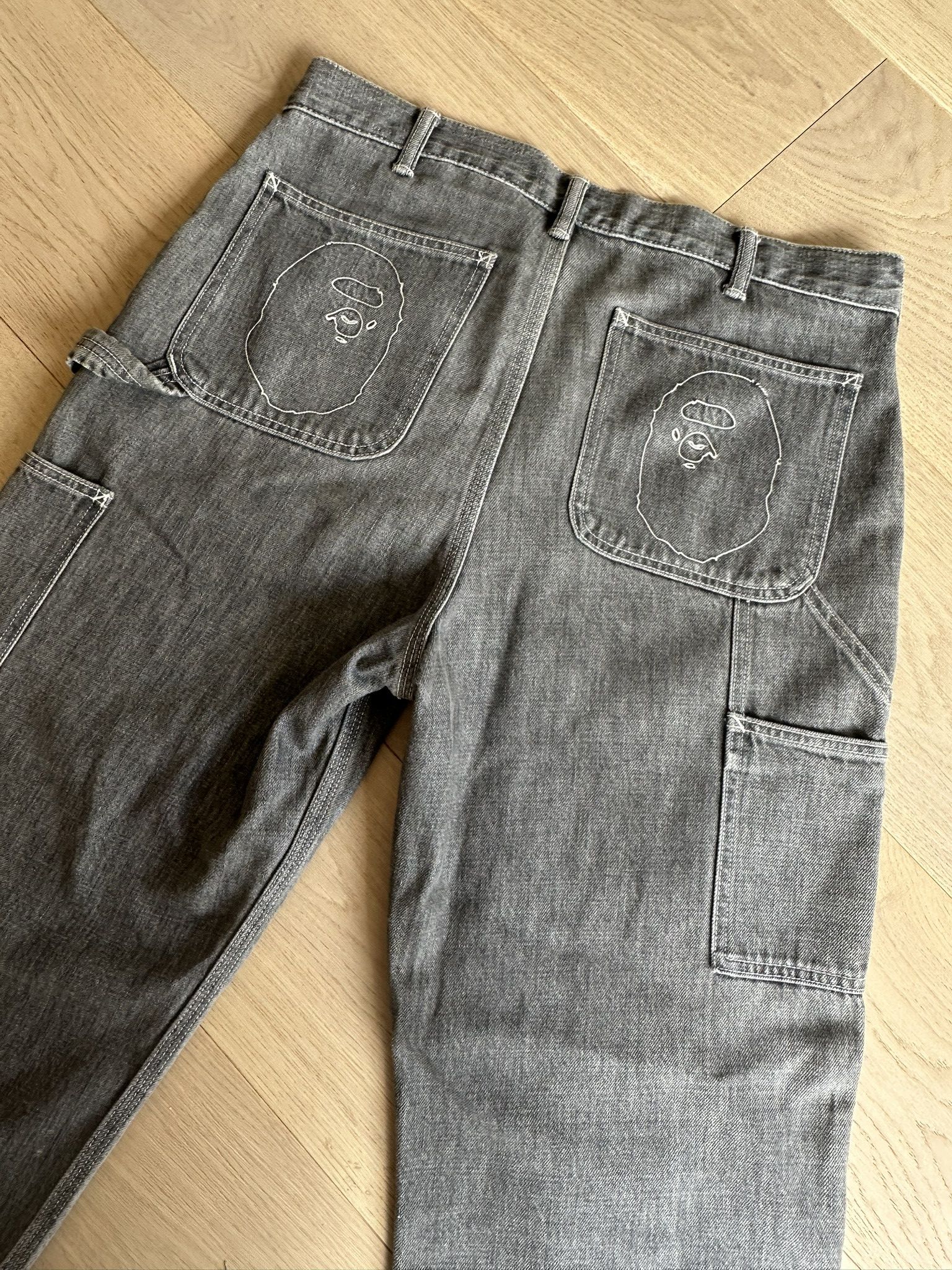 Bape Bape Painter Denim Pants (Gray/Black) Size US 28 / EU 44 - 1 Thumbnail