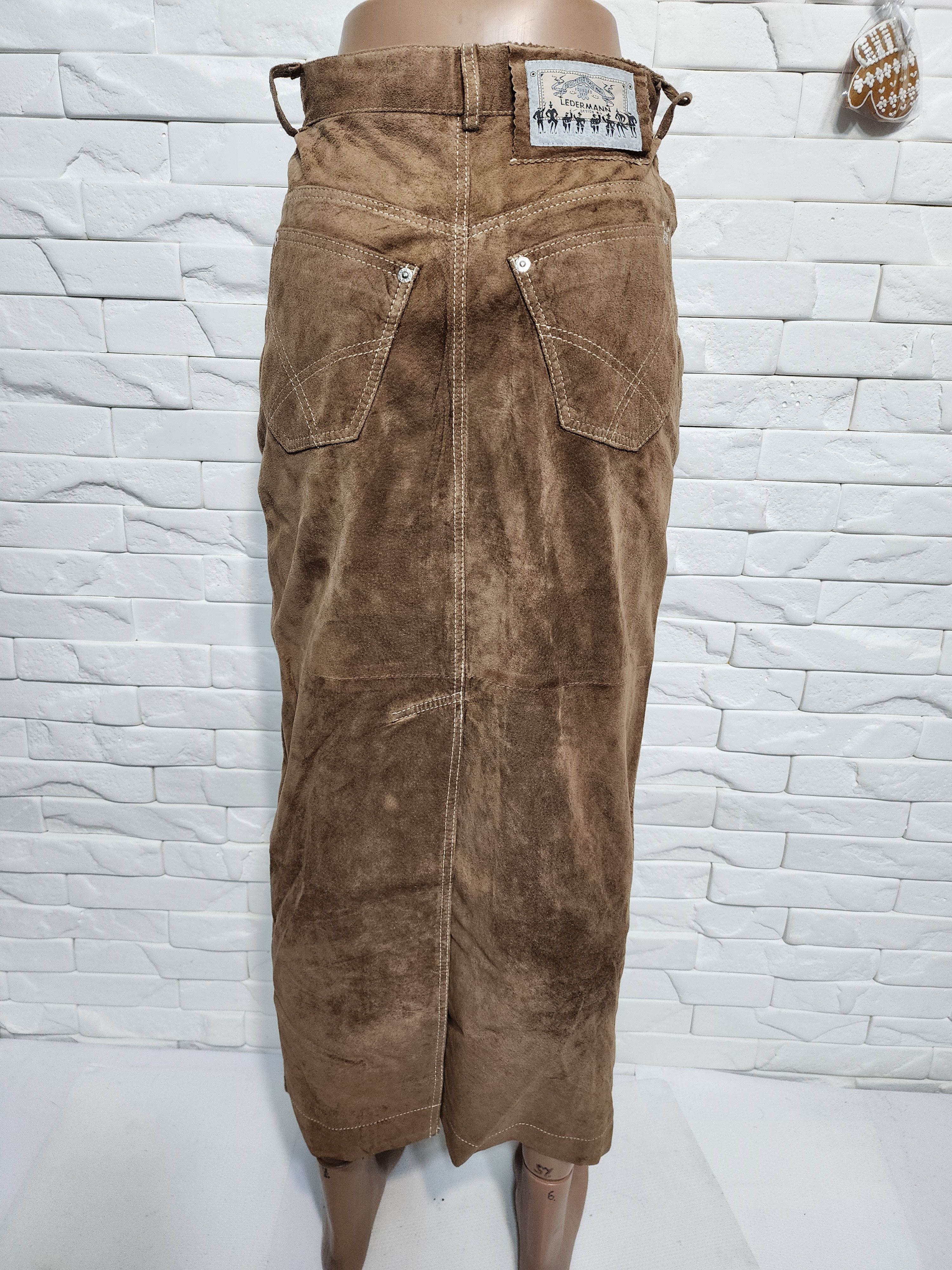 Other Brown Suede Leather Skirt, Metal Buttons Fasteners Size 27" / US 4 / IT 40 - 4 Thumbnail