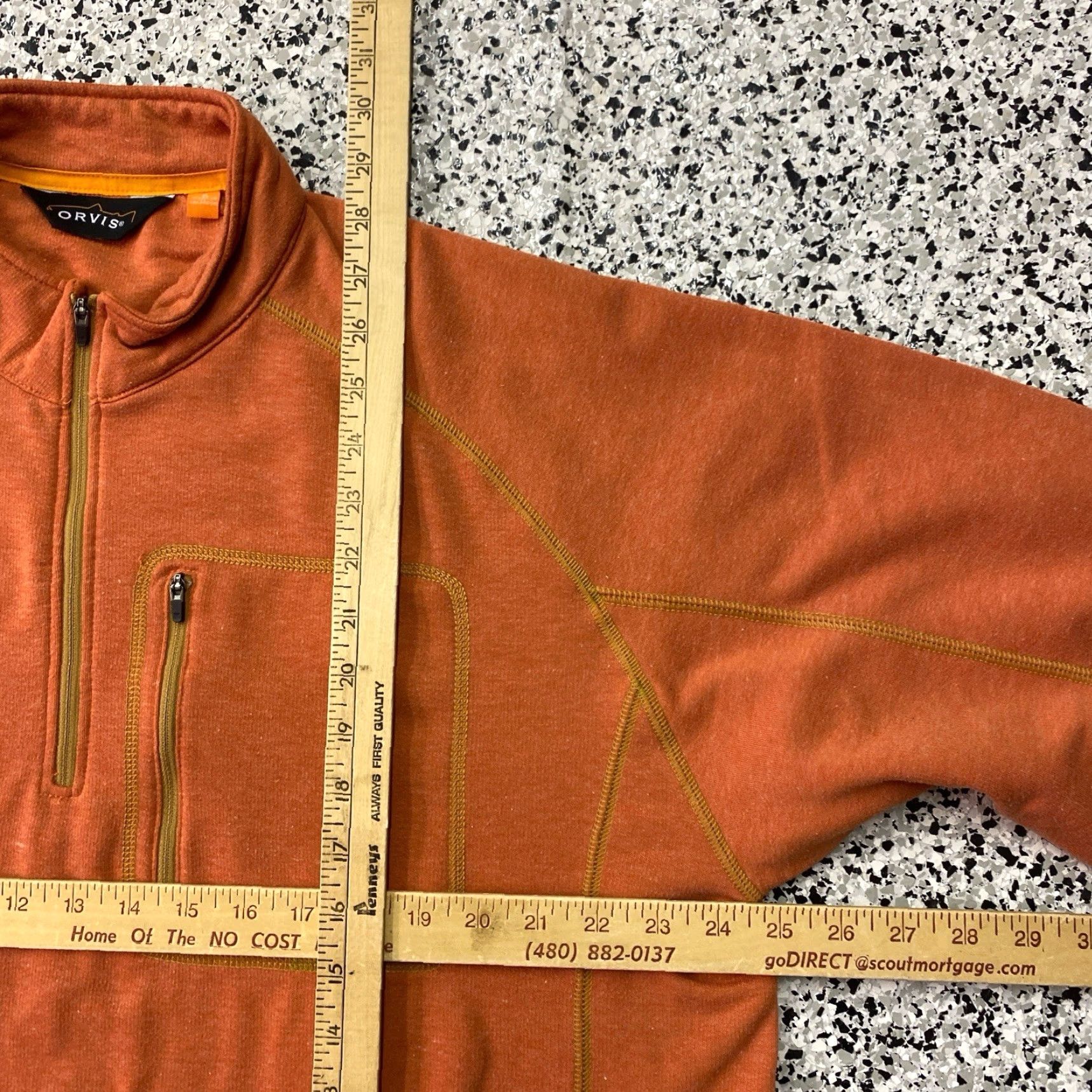 Orvis ORVIS Quarter-Zip Sweatshirt Orange XL Men Pullover Zip Zip Sweatshirt (Orvis) Size US XL / EU 56 / 4 - 3 Thumbnail