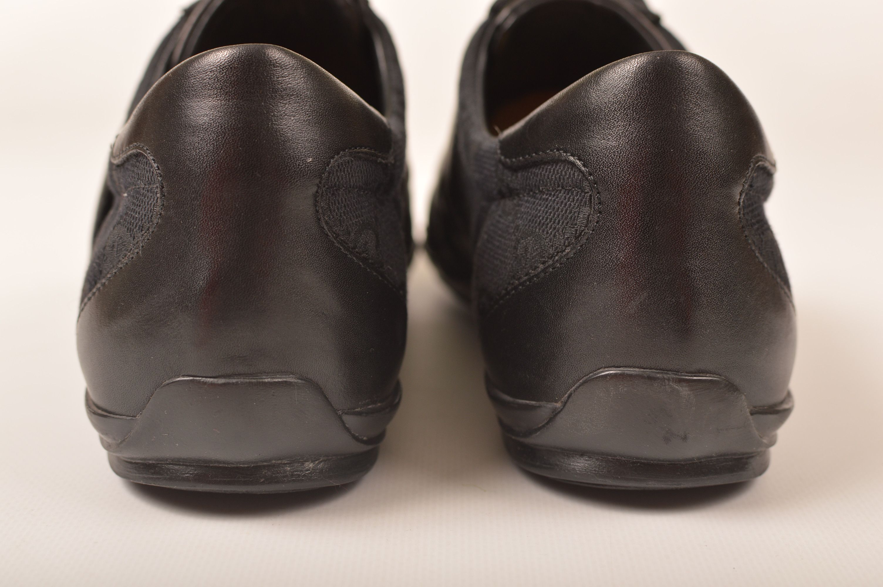 Gucci Gucci GG Monogram Low-Top Black Leather Sneakers Size US 8 / IT 38 - 4 Thumbnail