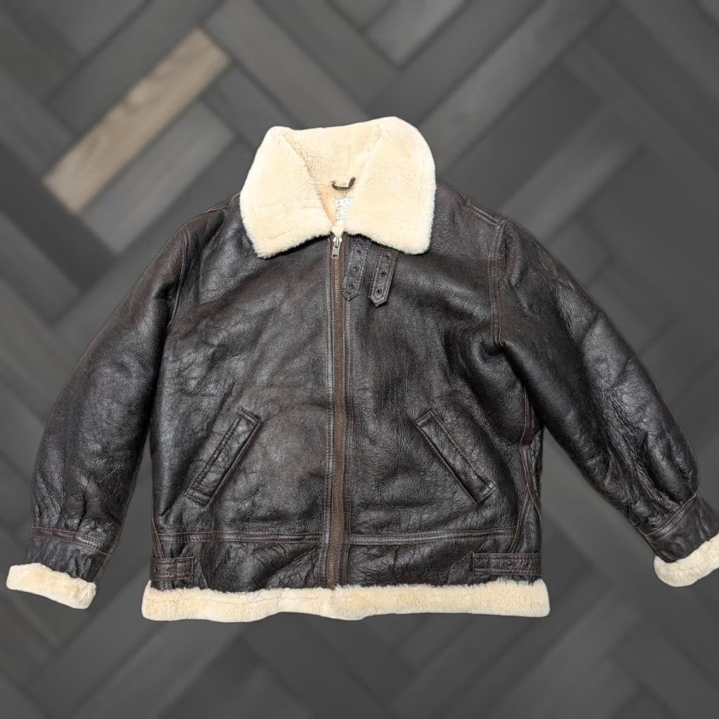 Vintage VINTAGE B3 Bomber Jacket US Army Air Force Shearling Leather Men XL Brown 48+ Chest 26" Arm 30" Front 24" Shoulders Size US L / EU 52-54 / 3 - 1 Thumbnail
