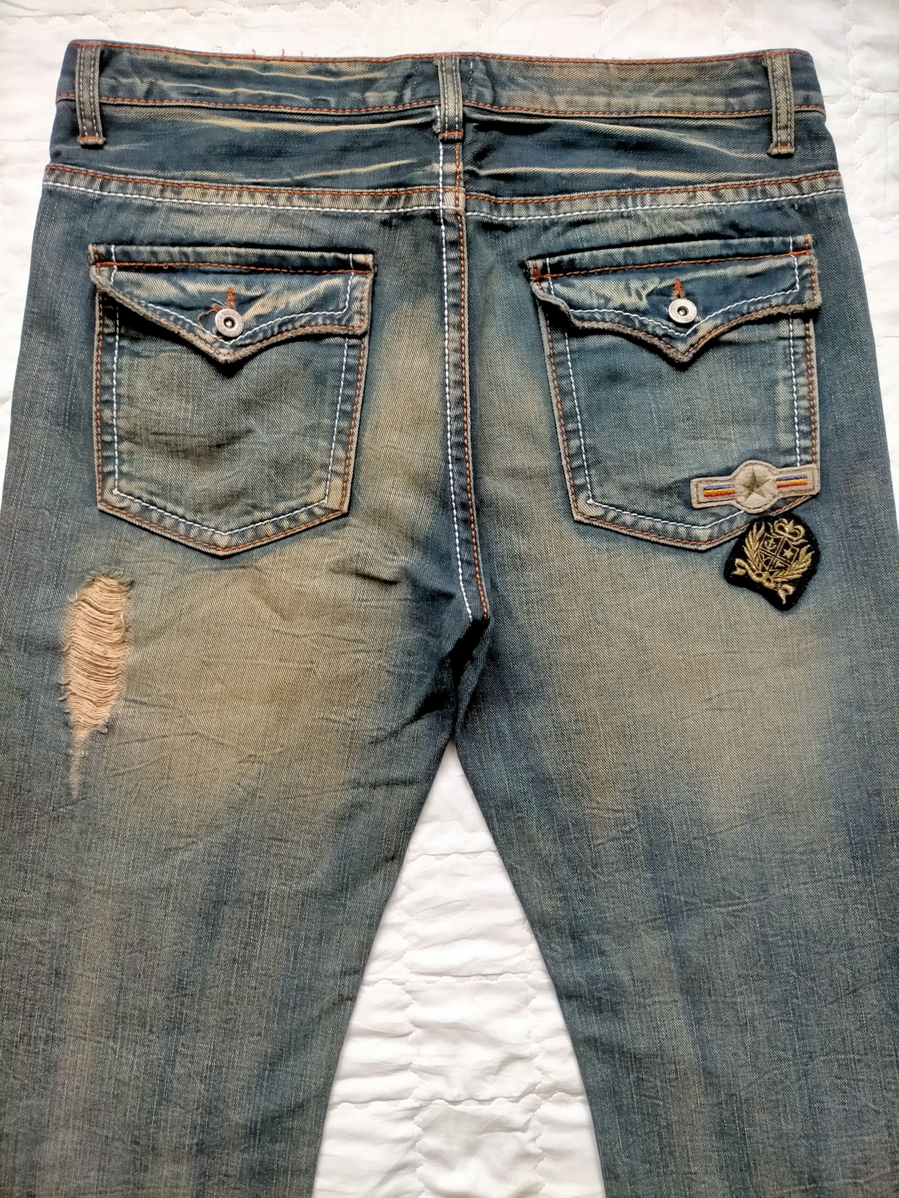 If Six Was Nine Flare Jeans OzzPinball Ripped Patchwork Boot cut denim Size US 35 - 12 Thumbnail