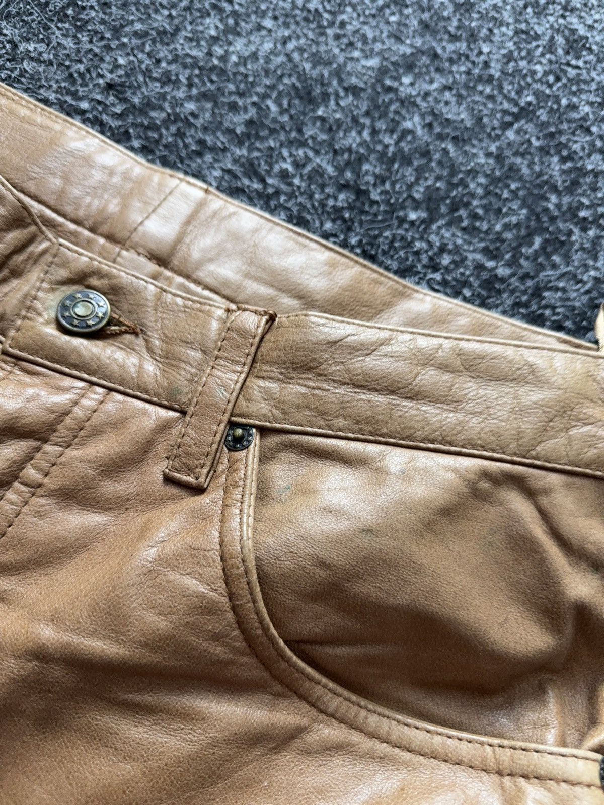 Genuine Leather 00s Leather Biker MOTO Rock Punk Cowboy Chrome Style Pants Size US 31 - 11 Thumbnail