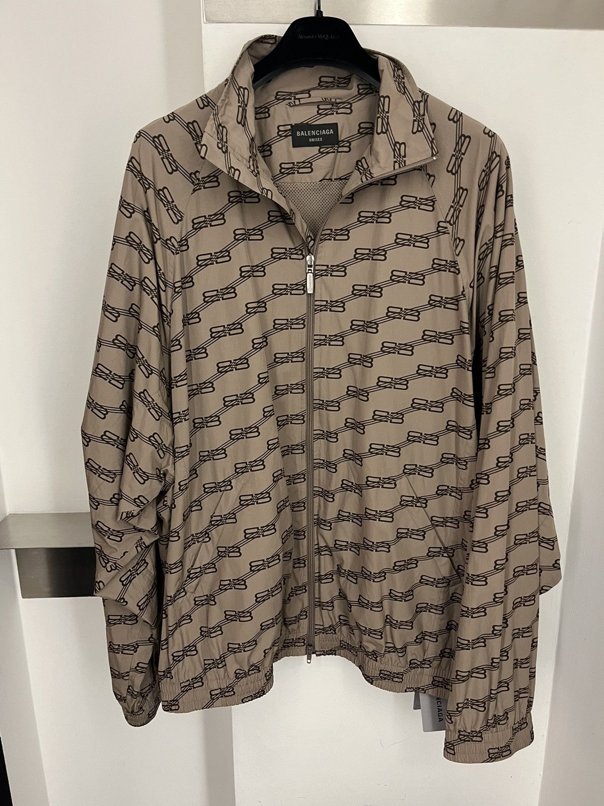 image of Balenciaga Bb Monogram Track Jacket in Beige Brown, Men's (Size XL)