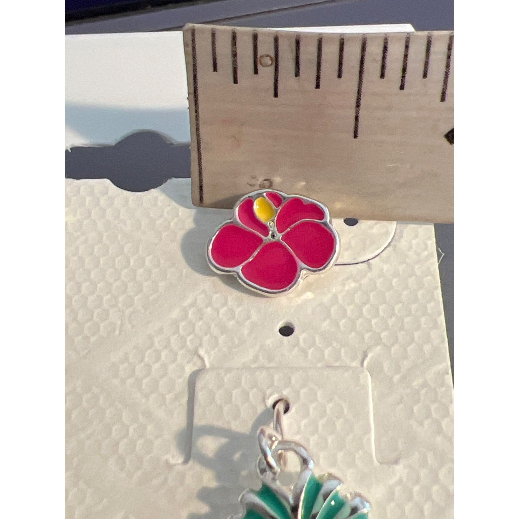 Other Pineapple Hibiscus Plumeria Stud Dangle Earrings Set Silver Size ONE SIZE - 4 Thumbnail