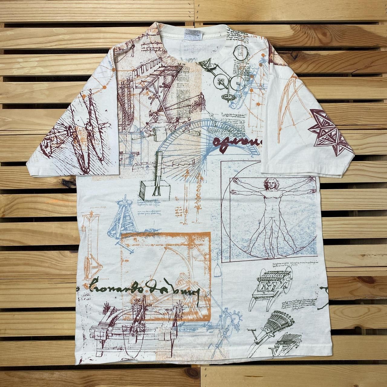 Other Vintage Leonardo Da Vinci Beige AOP Art Tee Size XL Size US XL / EU 56 / 4 - 1 Thumbnail