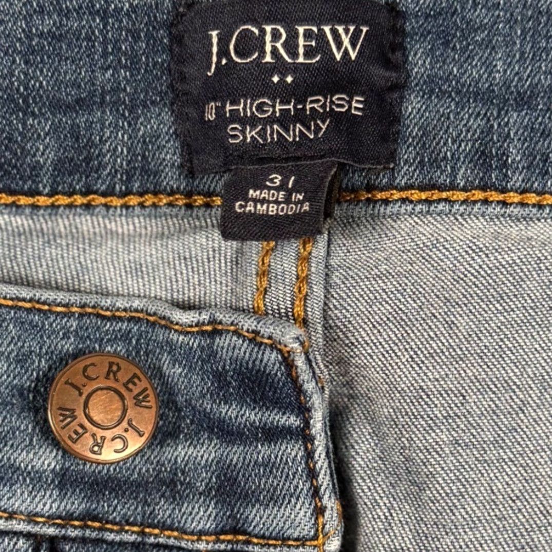 J.Crew J. Crew High Rise Skinny Jeans Button Fly Raw Hem 31x25 Denim Blue Women Sized 31 Size 24" / US 00 / IT 34 - 4 Thumbnail