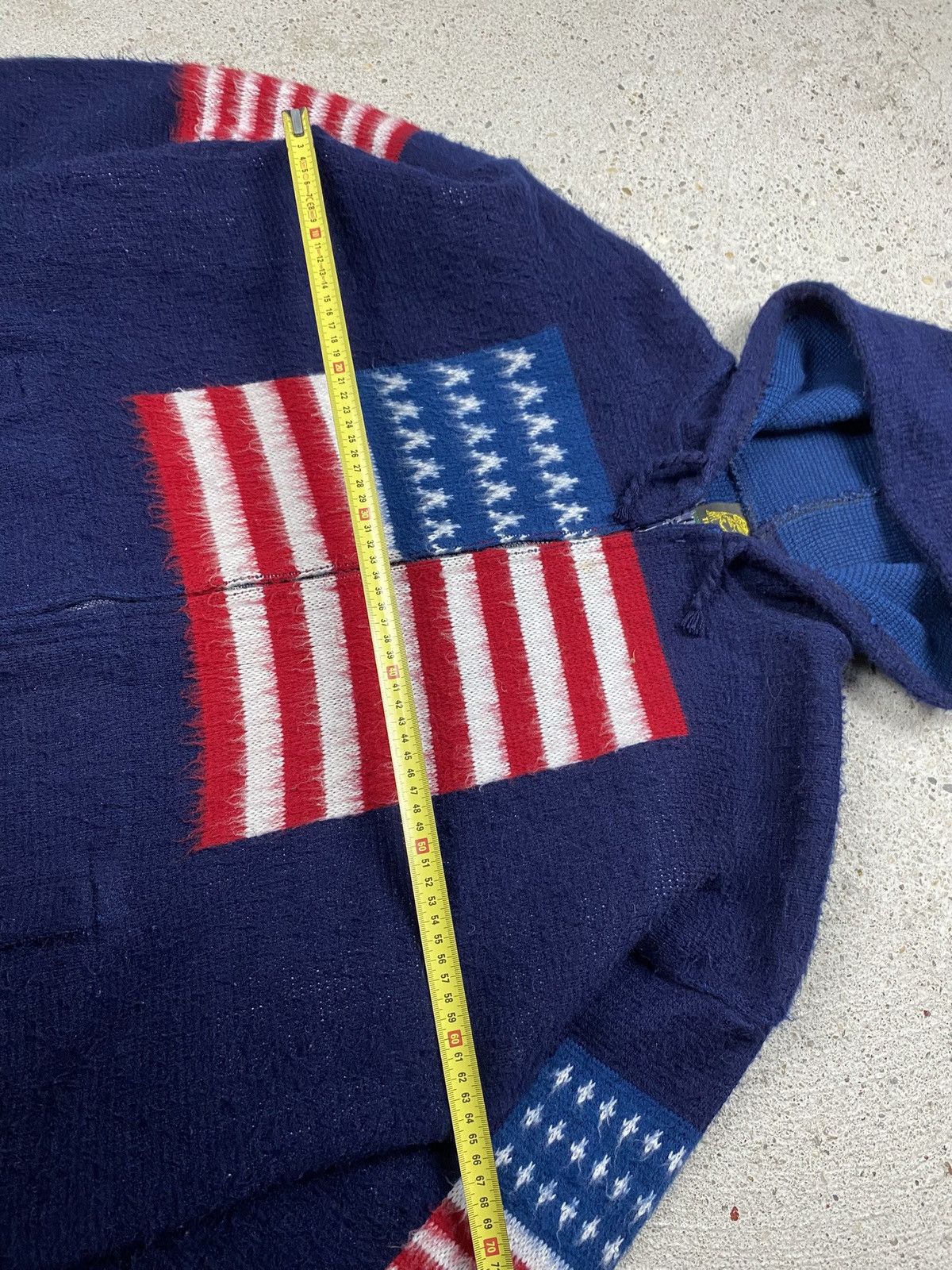 Vintage Vintage usa knitted mohair hoodie flag patriotic ovwrsized Size US L / EU 52-54 / 3 - 15 Thumbnail