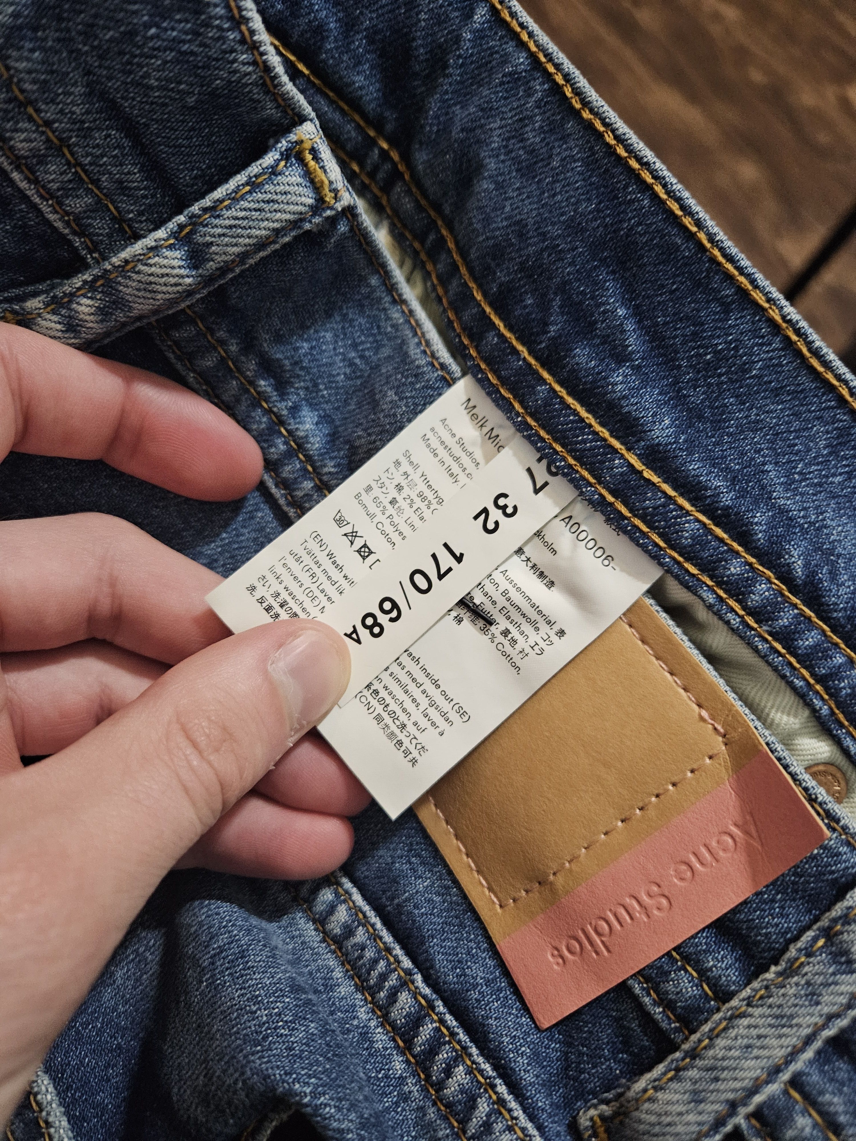Acne Studios Blå Konst Melk Mid Blue AW18 Back Tab Denim Jeans Size US 27 - 9 Thumbnail