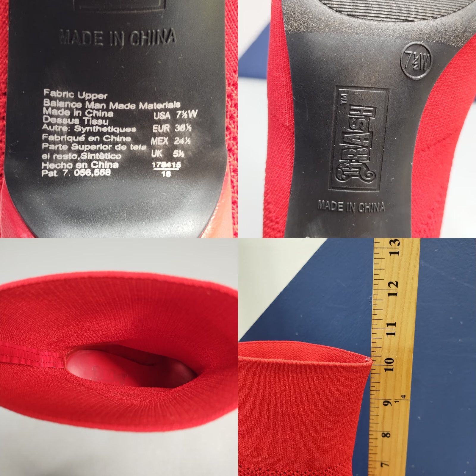 Vintage R.Rash Stiletto Heels Womens US Size 7.5W Red Fabric Upper Pointed Toe Pull On NWOB Size: Womens Size 7.5W Mens? Size US 8 / IT 38 - 9 Thumbnail