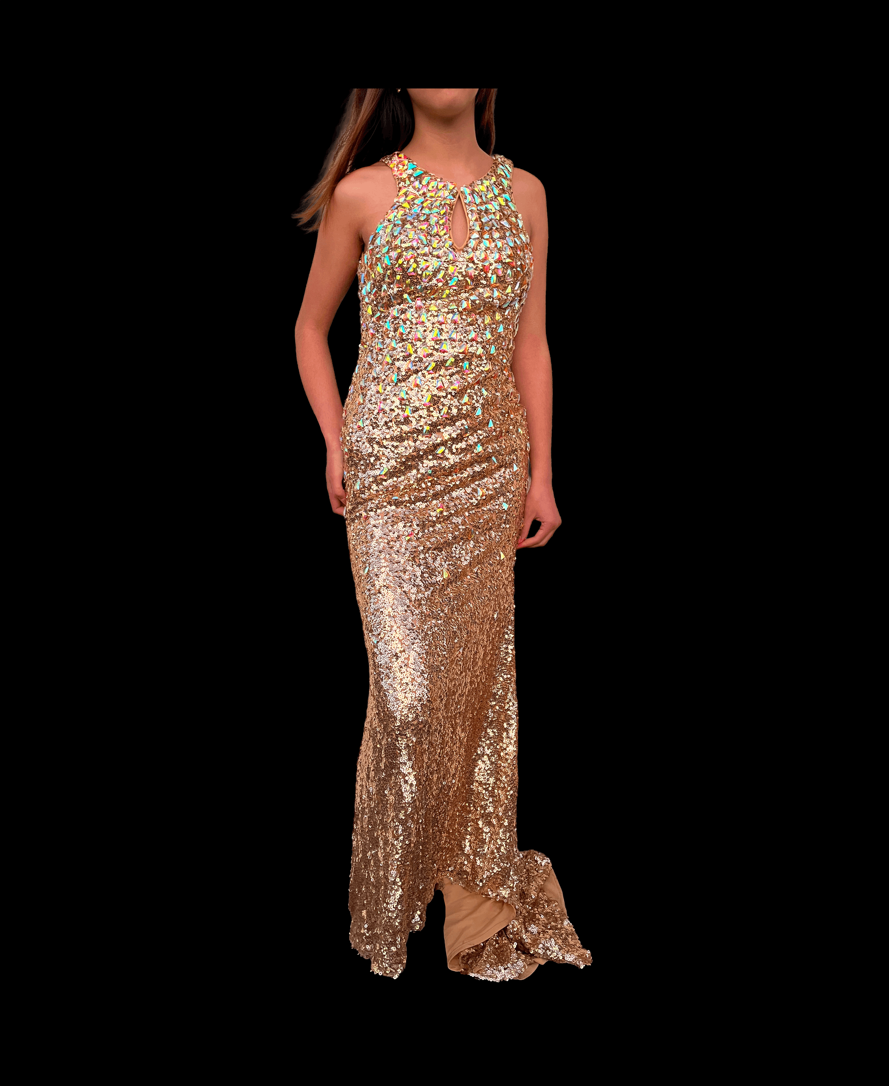 Other Vintage glam gold sequin gown by Kiss Kiss Formal Size S / US 4 / IT 40 - 2 Thumbnail