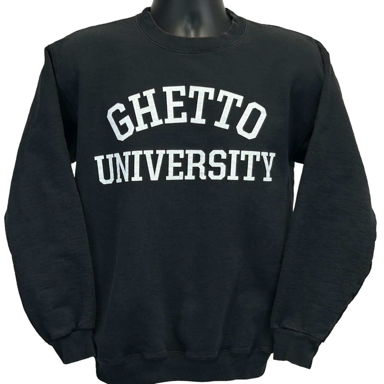Hanes Ghetto University Sweatshirt Rap Hip Hop Crew Neck Black S Size US S / EU 44-46 / 1 - 2 Thumbnail