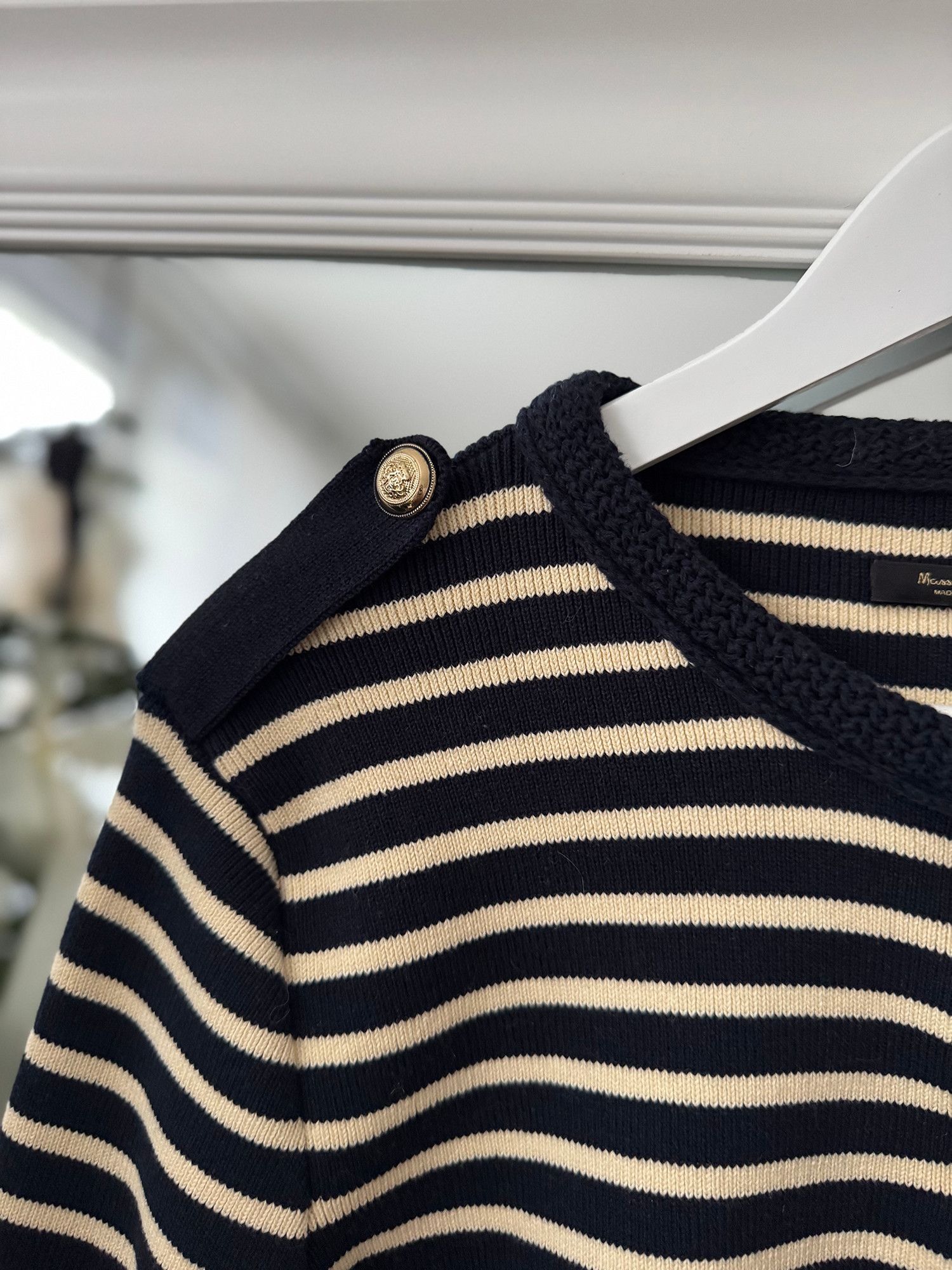 Massimo Dutti striped jacket cardigan massimo dutti viral navy beige Size M / US 6-8 / IT 42-44 - 2 Thumbnail