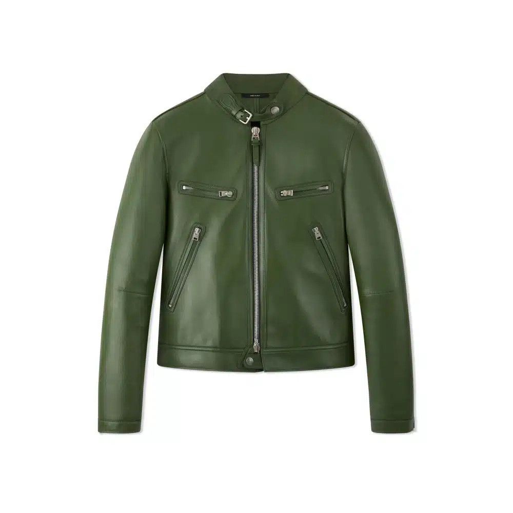 o1loc1c1225 LXR005 Biker Jacket in Green