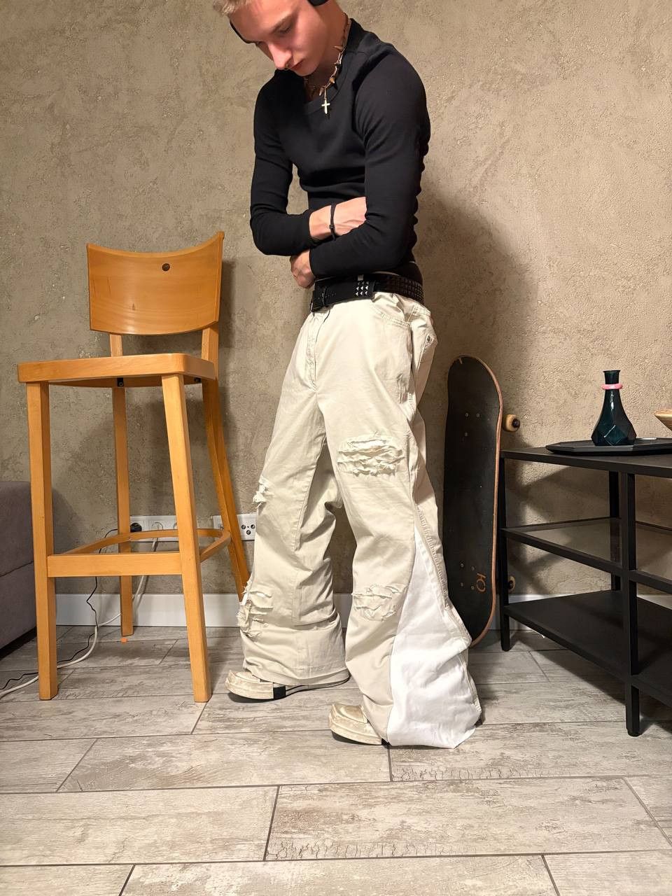 Japanese Brand rare handmade painted wide flare streetwear jeans Size US 36 / EU 52 - 4 Thumbnail