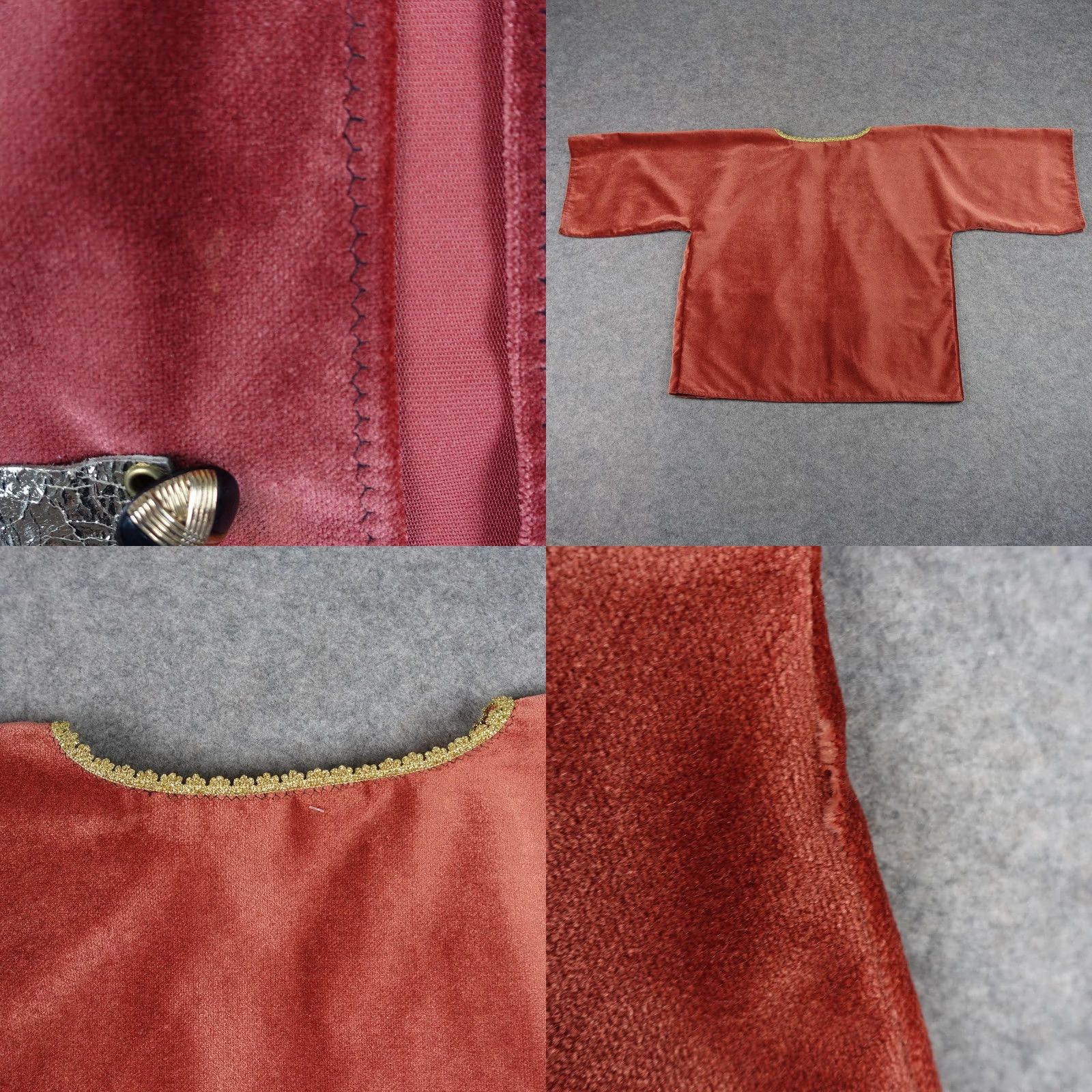 Vintage Nina Leuca Jacket Womens L Red Velvet Kimono Gold Trim Metallic Tapestry Vintage No Size L / US 10 / IT 46 - 8 Thumbnail