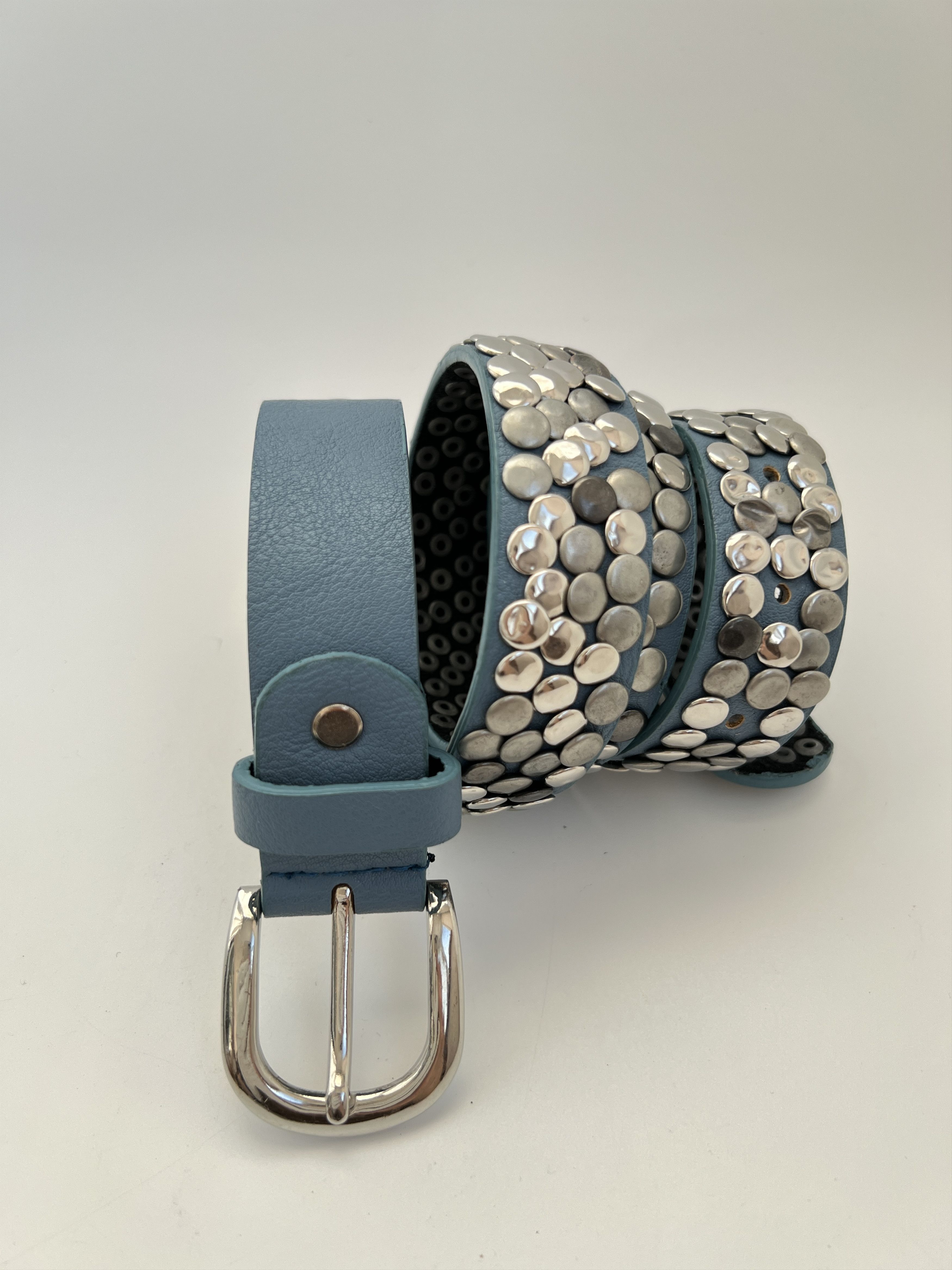 Vintage BB Style Rhinestones Blue Punk Style Belt Blue Size ONE SIZE - 7 Thumbnail