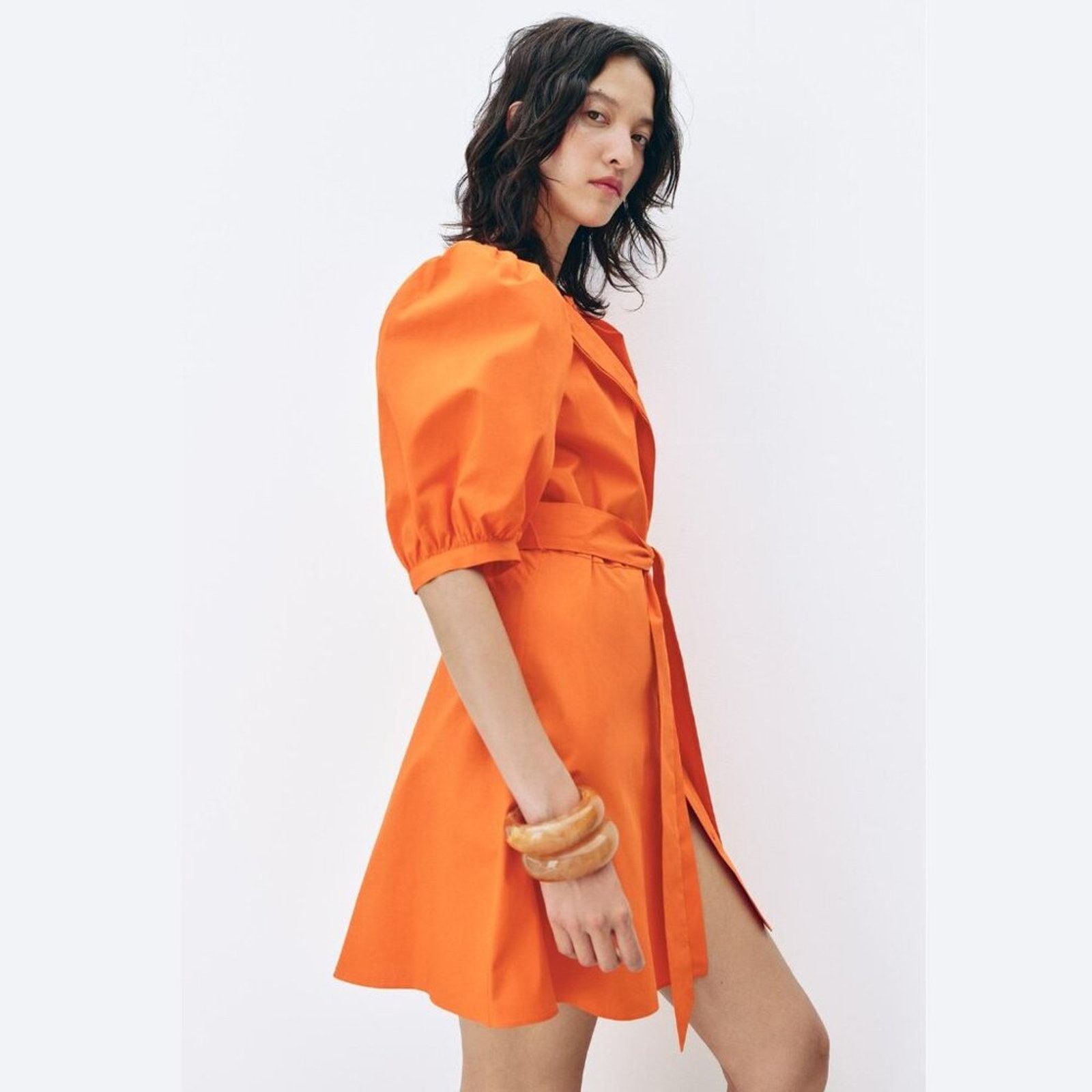 Zara ZARA Belted Dress with Balloon Sleeves Size L / US 10 / IT 46 - 9 Thumbnail
