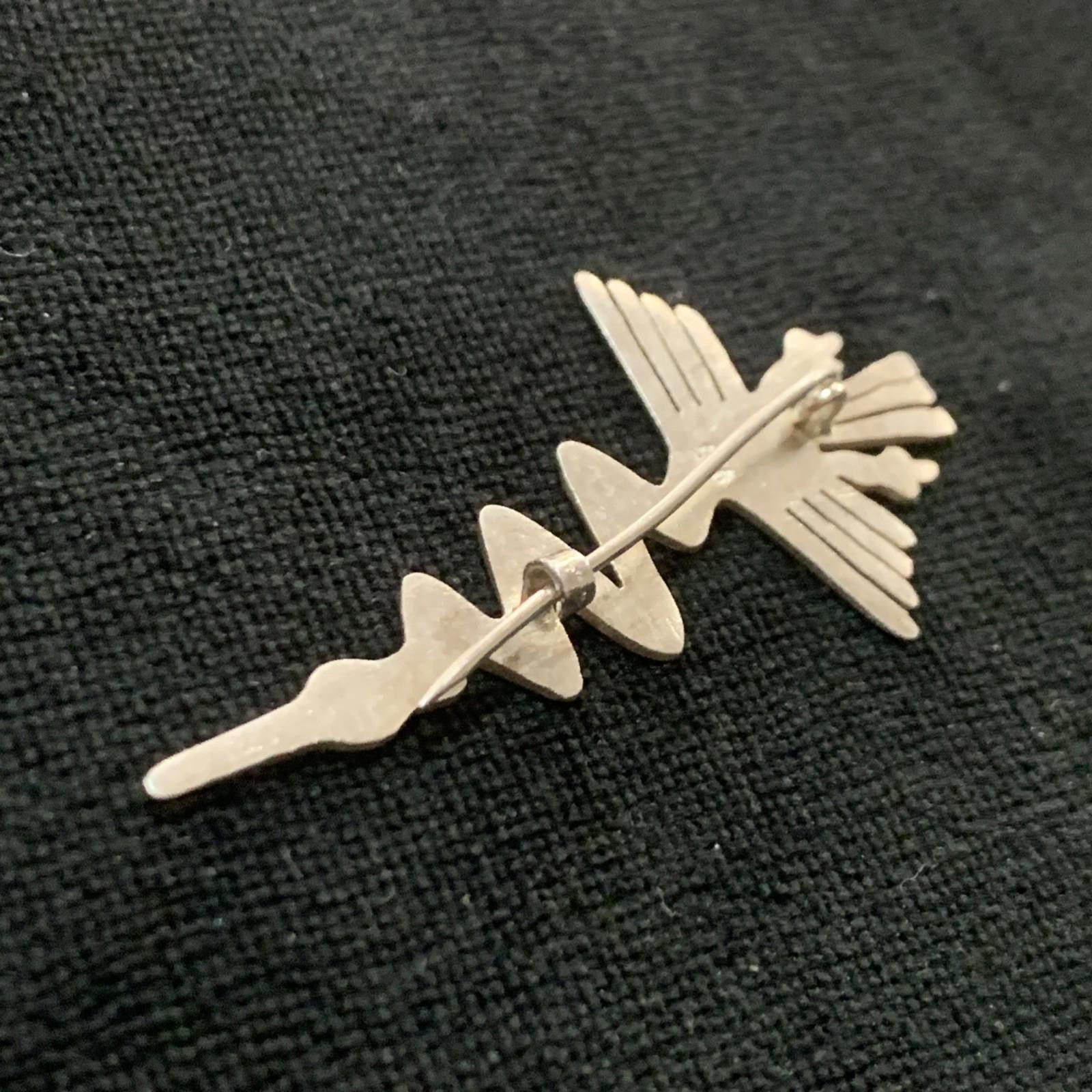 The Unbranded Brand Vintage Nazca Lines Pelican “Alcatraz” Bird 925 Brooch Pin Size ONE SIZE - 8 Thumbnail