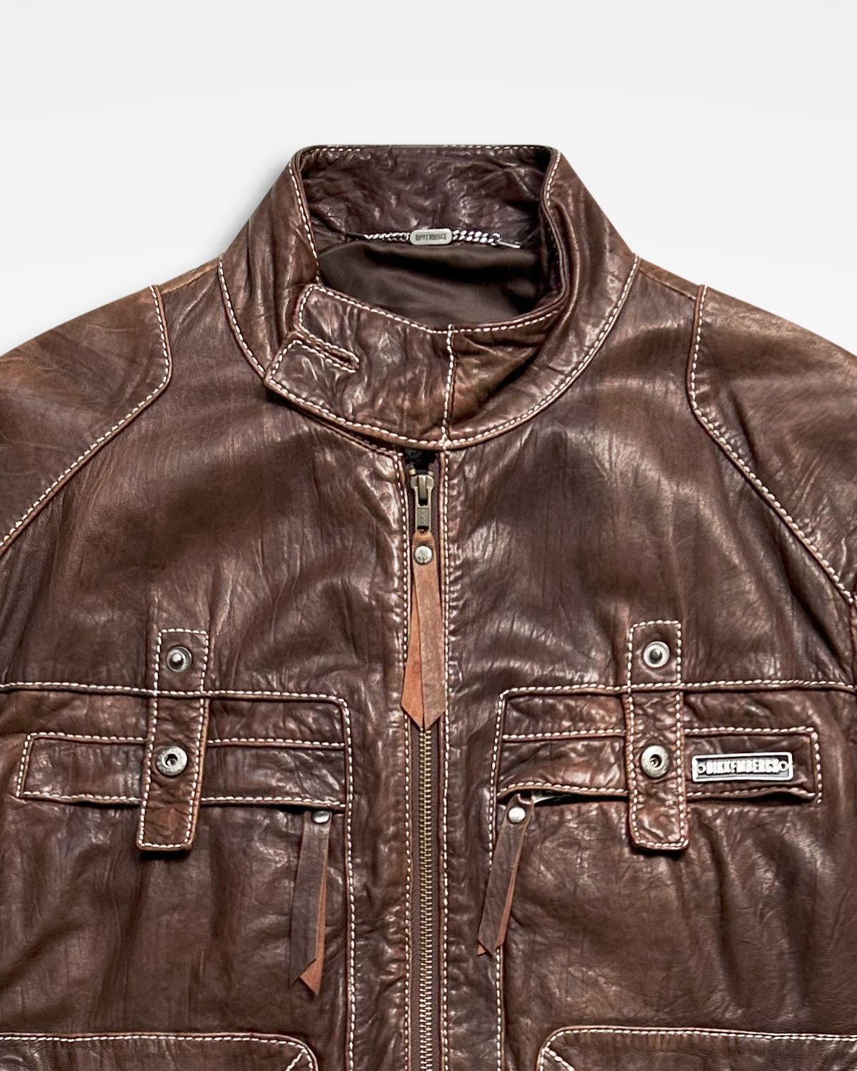 Dirk Bikkembergs Dirk Bikkembergs, Panelled Leather Moto Jacket Size US L / EU 52-54 / 3 - 3 Thumbnail