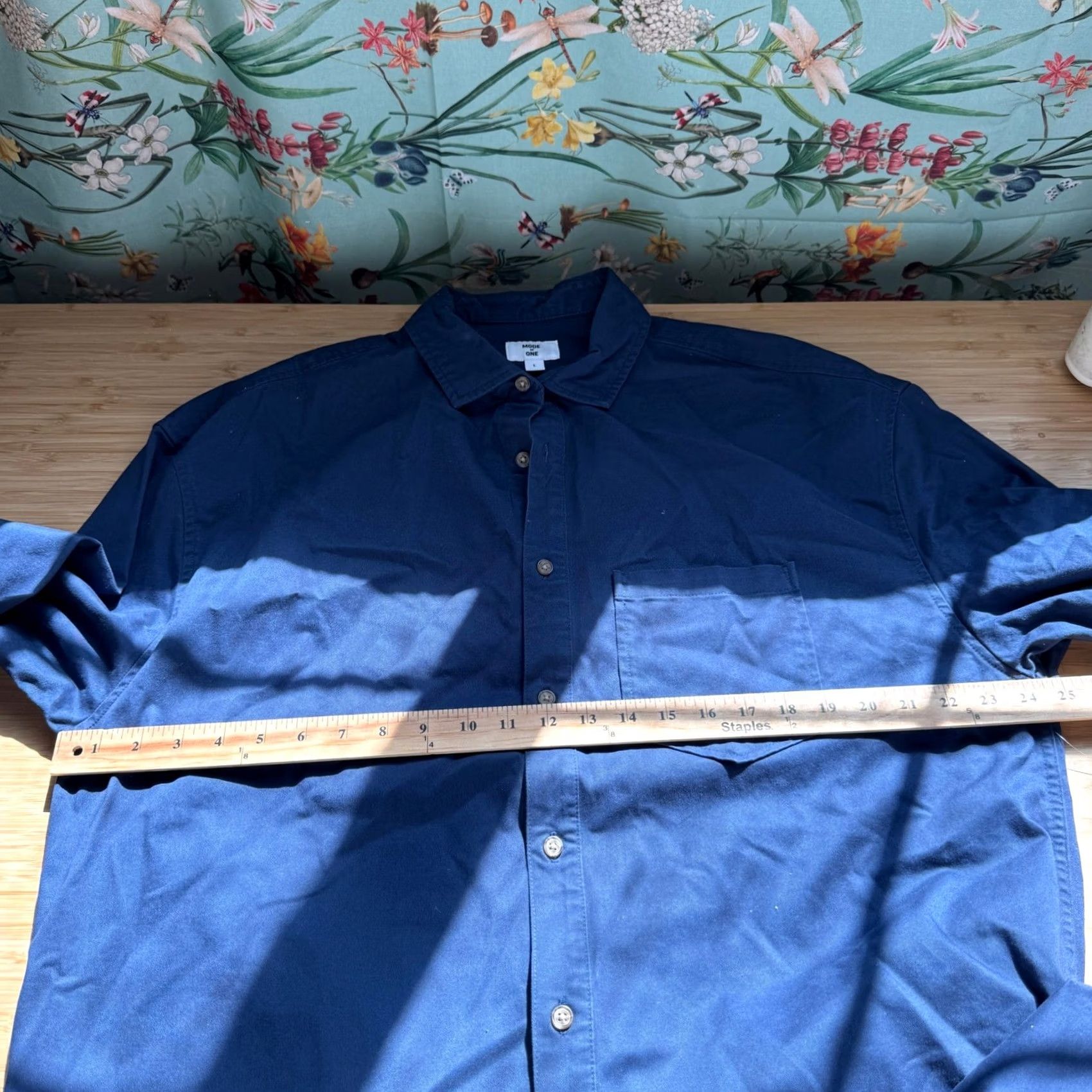 Vintage Mode of One Mens Relaxed Fit Twill Button Down Shirt Caspian Waters Blue L NEW Size US L / EU 52-54 / 3 - 7 Thumbnail
