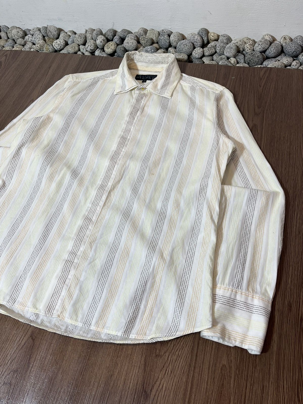 Matsuda × Nicole Club × Vintage Nicole Monsieur Double Collar Striped Button Shirt Size US L / EU 52-54 / 3 - 5 Thumbnail