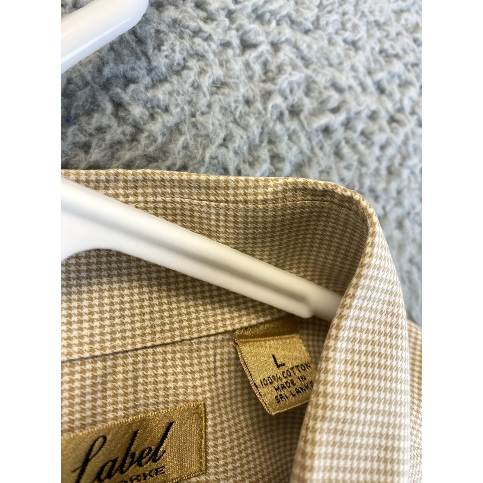 Roundtree & Yorke Roundtree & Yorke Gold Label Dress Shirt Mens L Beige 100% Cotton Button-Down Long Sleeve Size 42R - 6 Thumbnail