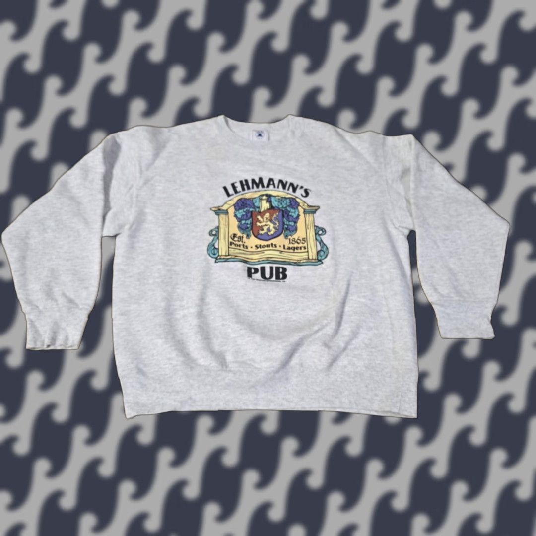 Delta VINTAGE Lehmann's Pub Sweatshirt Crewneck Mens XL Gray Graphic Made USA 90s Size US XL / EU 56 / 4 - 1 Thumbnail