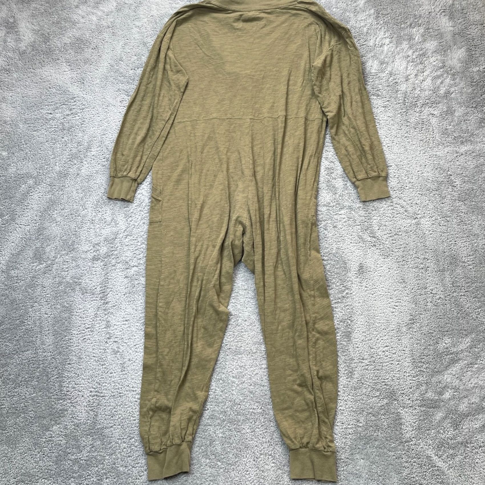 Vintage Natural Life Jumpsuit Womens Small Green Heather Cotton Oversized V Neck Casual One-Piece Size 28" / US 6 / IT 42 - 2 Thumbnail