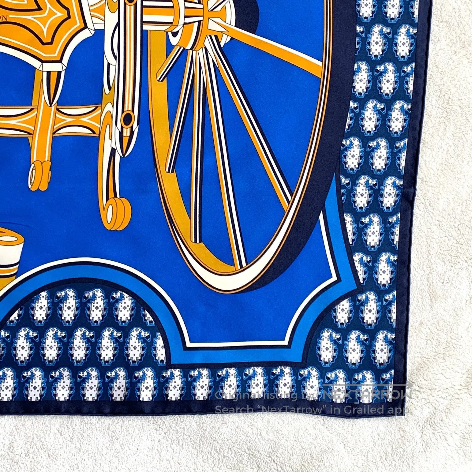 Hermes Hermes Blue Phaethon's Wheel Printed Silk Scarf| Size ONE SIZE - 5 Thumbnail