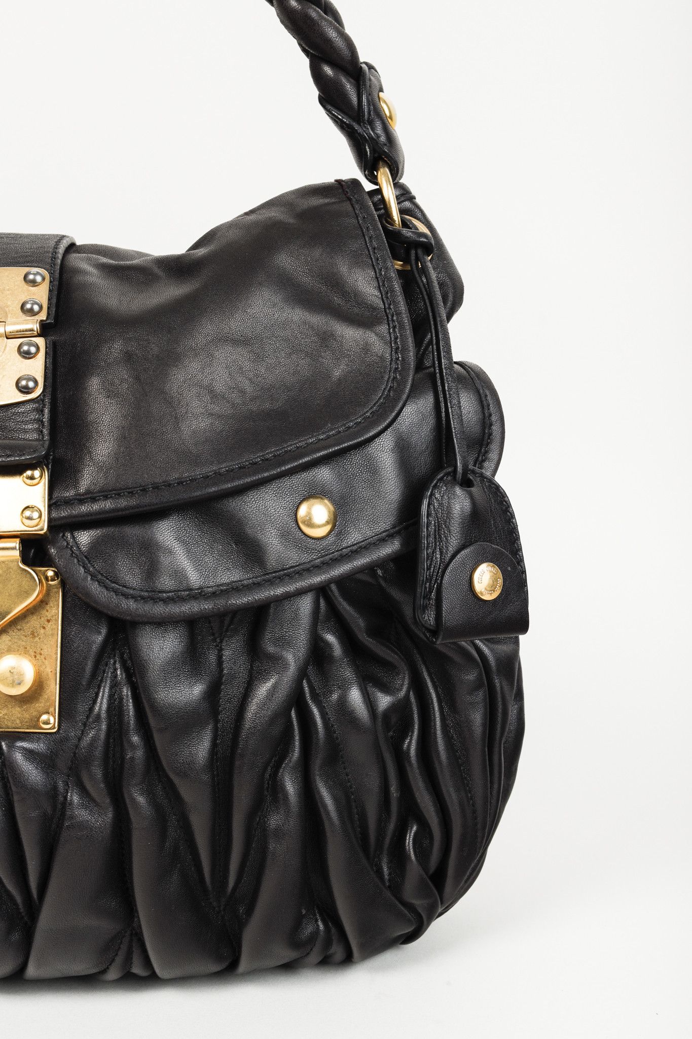 Miu Miu MIU MIU Black Nappa Matelasse Coffer Hobo Bag Size ONE SIZE - 10 Thumbnail